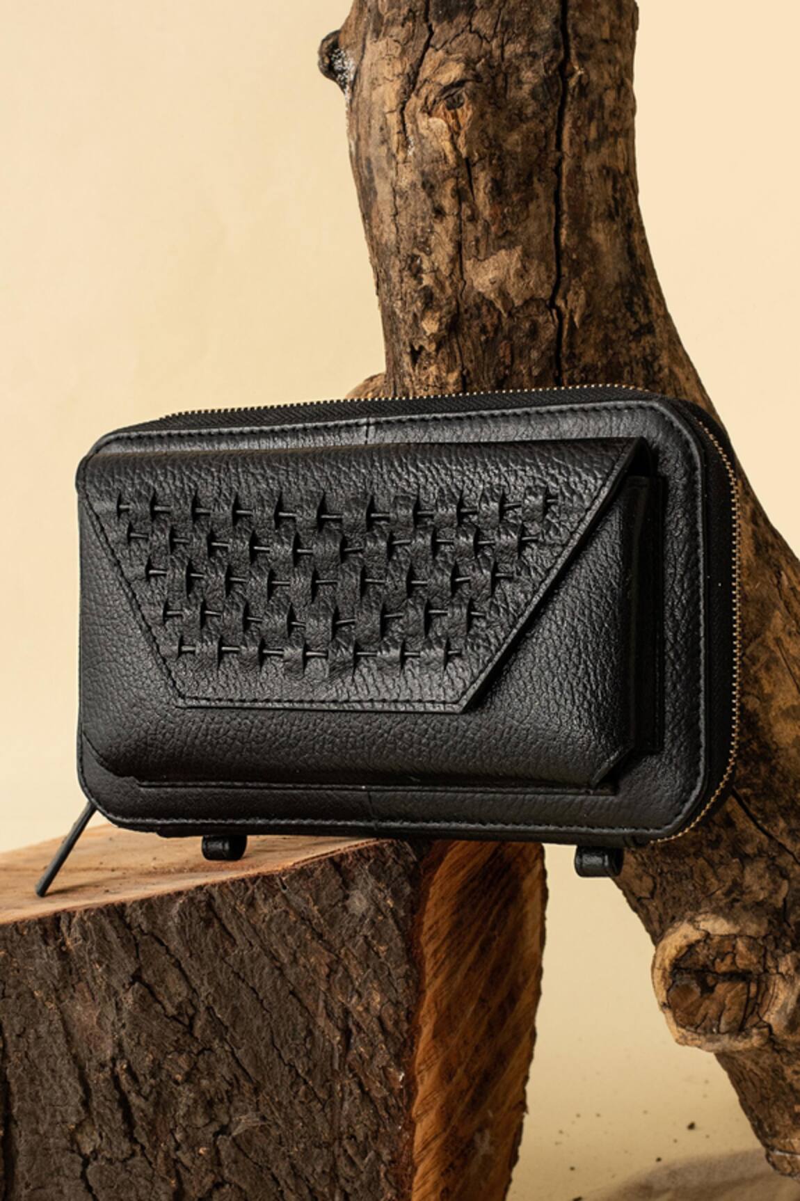 Econock Studio Black Basket Weave Wallet 