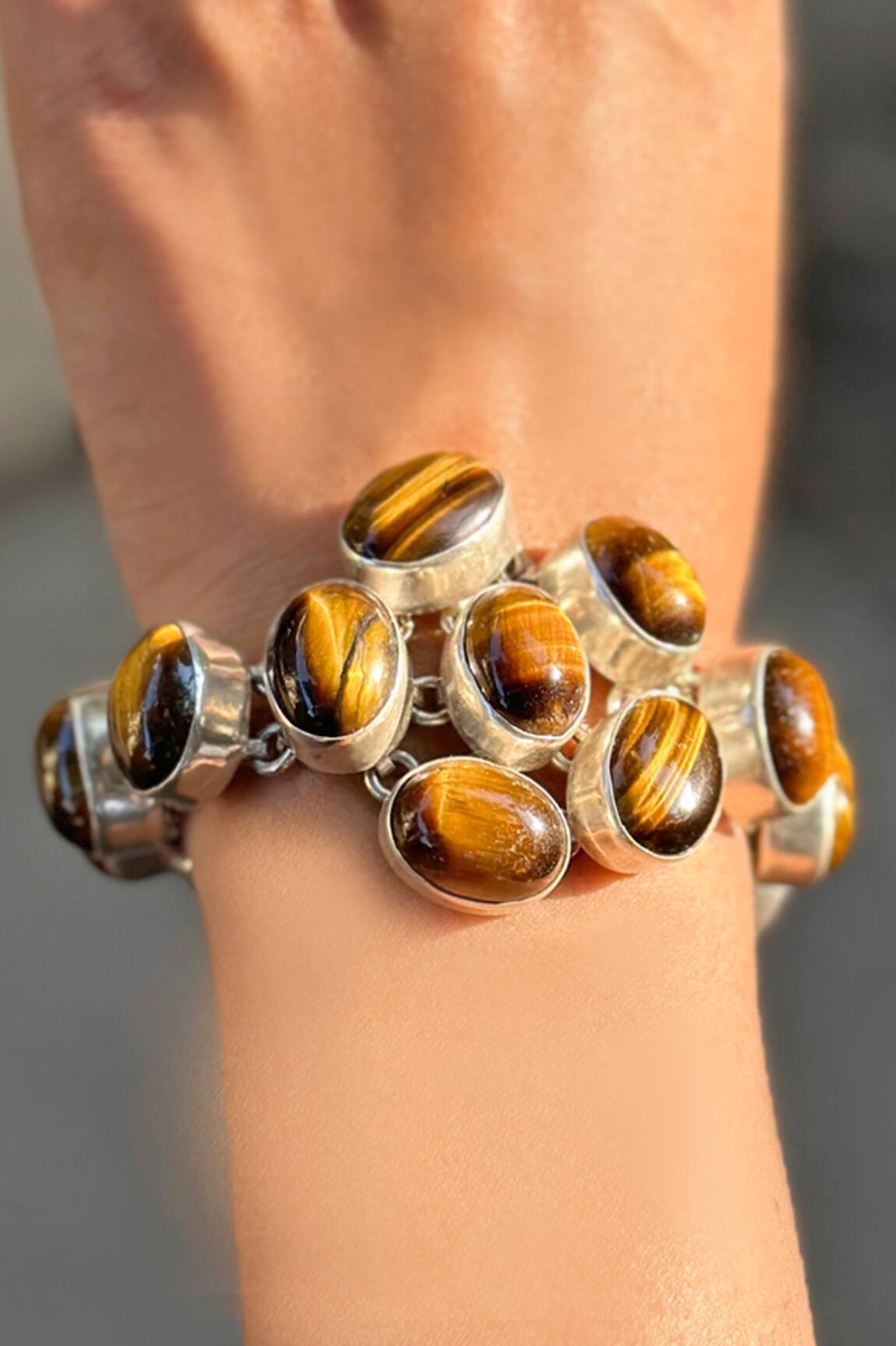 Anuka Jewels Gold Toned Tiger Eye Bracelet