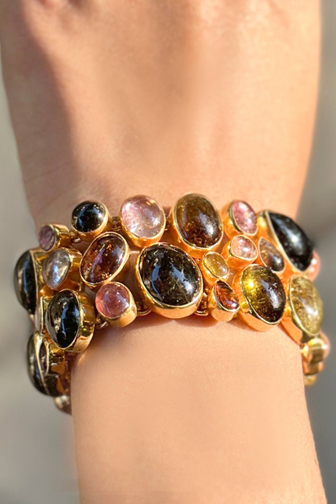 Anuka Jewels Gold Toned Tourmaline Cluster Bracelet