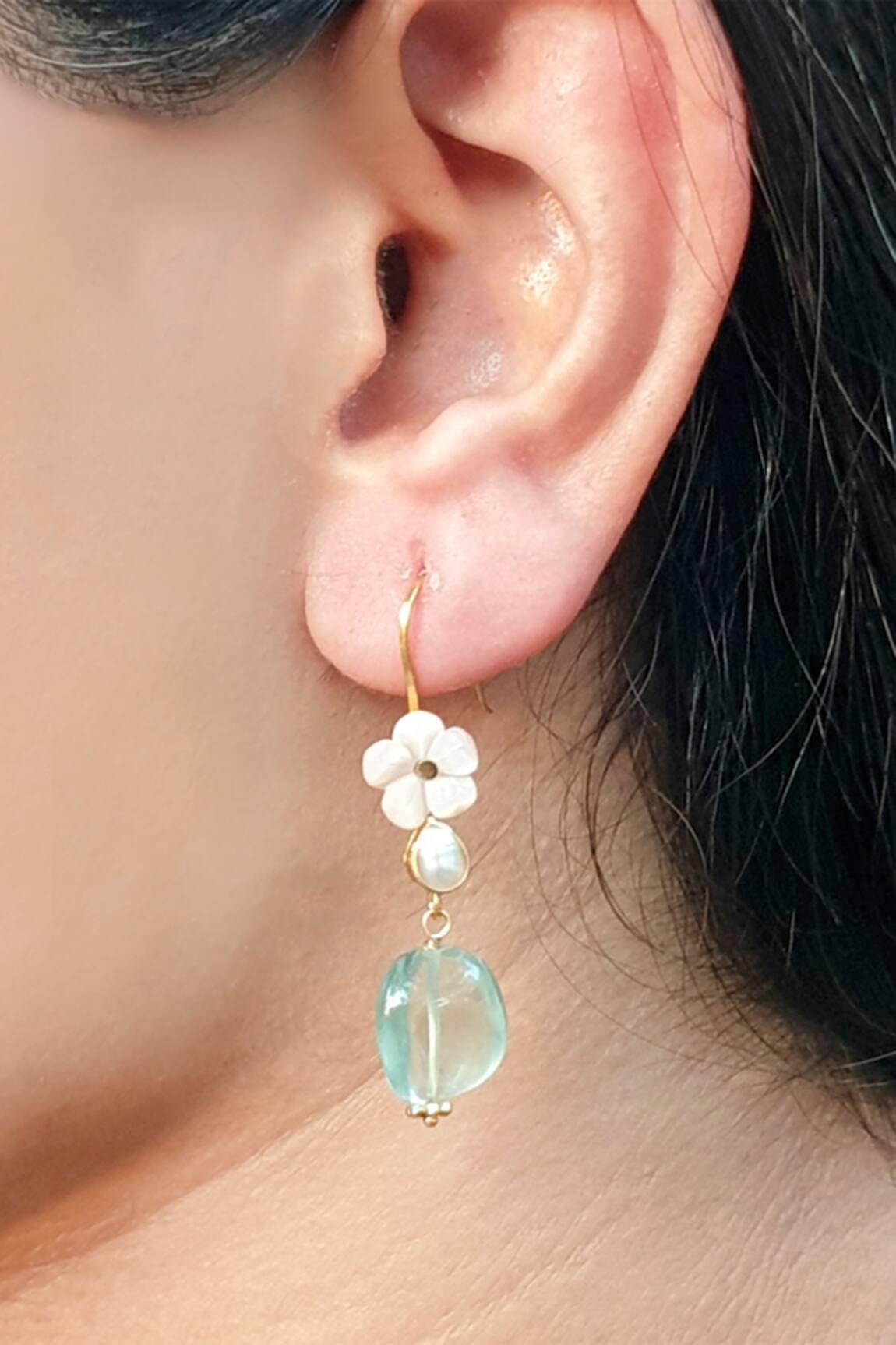 Anuka Jewels Multi Color Stone Embellished Flower Earrings