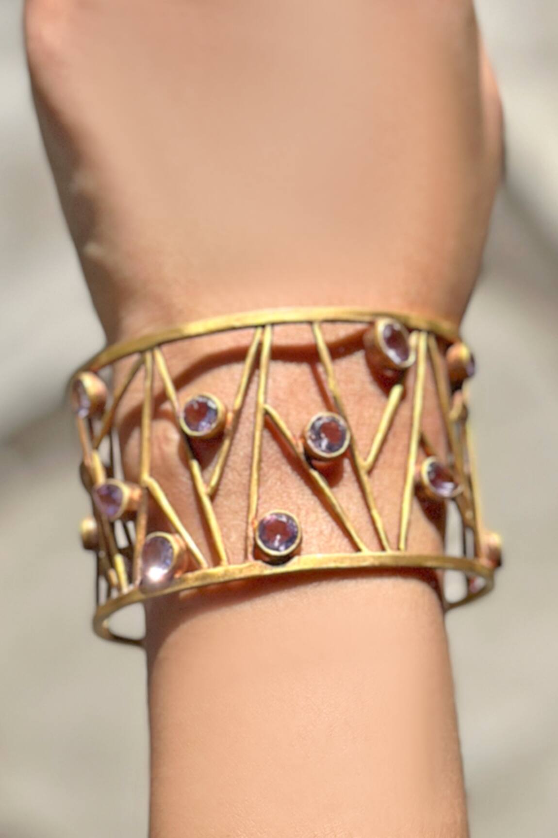 Anuka Jewels Gold Amethyst Jaal Cuff Bracelet