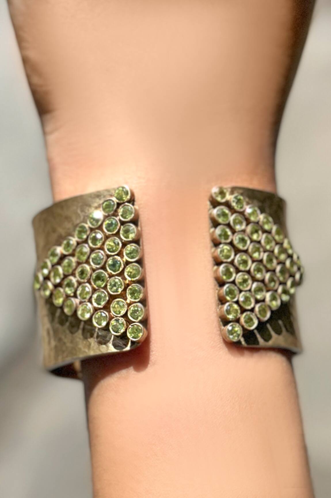 Anuka Jewels Textured Cuff Bracelet With Peridot