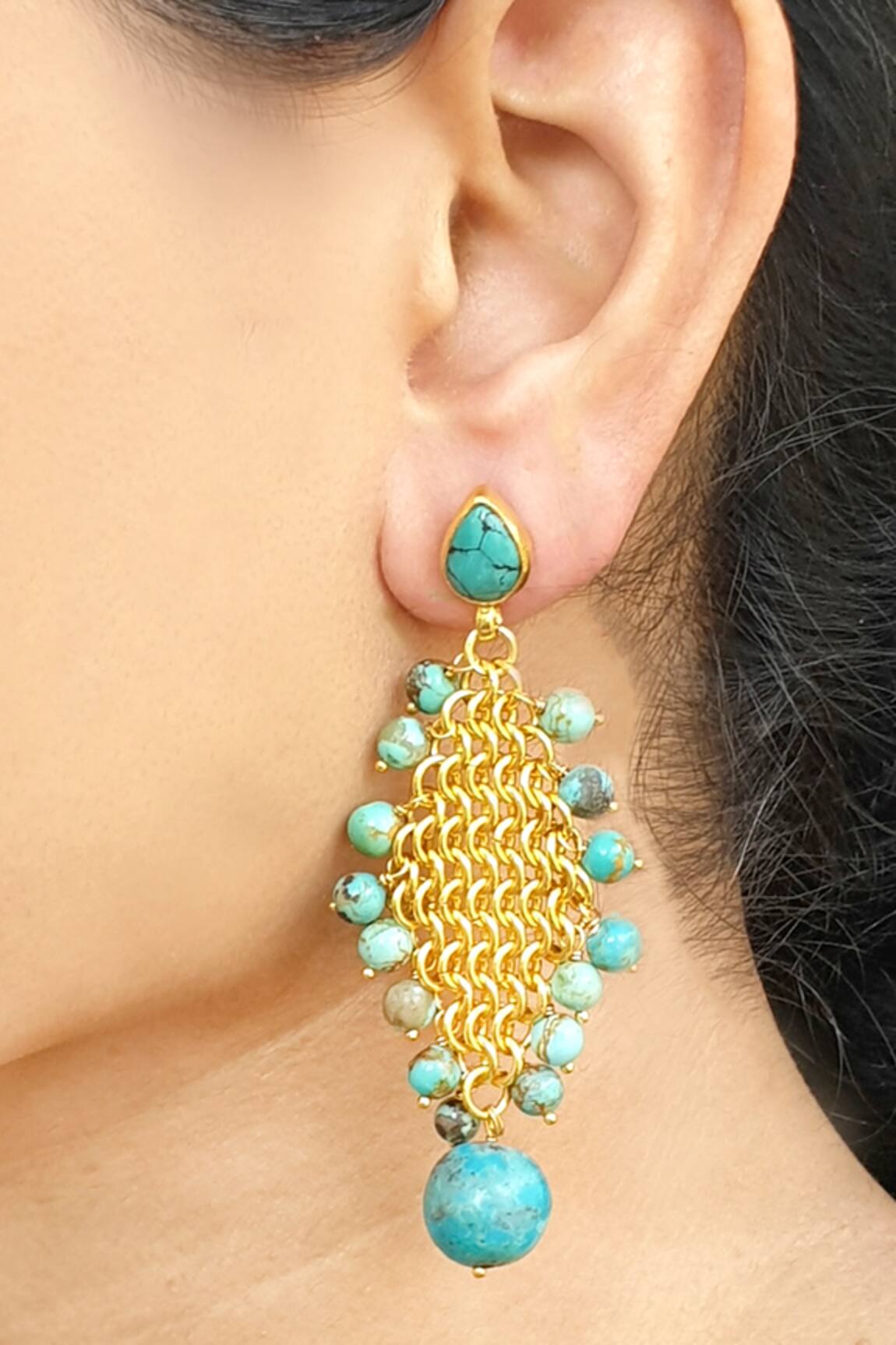 Anuka Jewels Blue Stone Embellished Dangler Earrings 