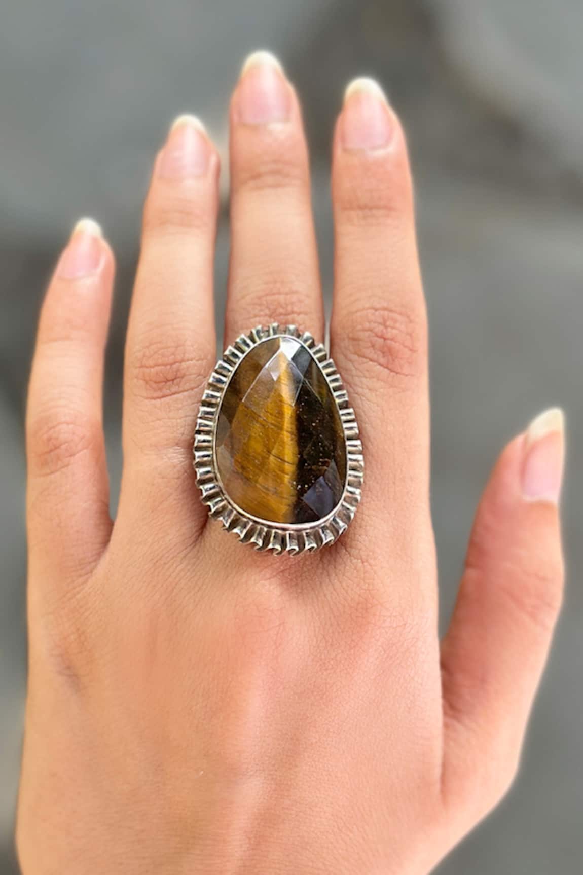 Anuka Jewels Tiger Eye Stone Embellished Ring 