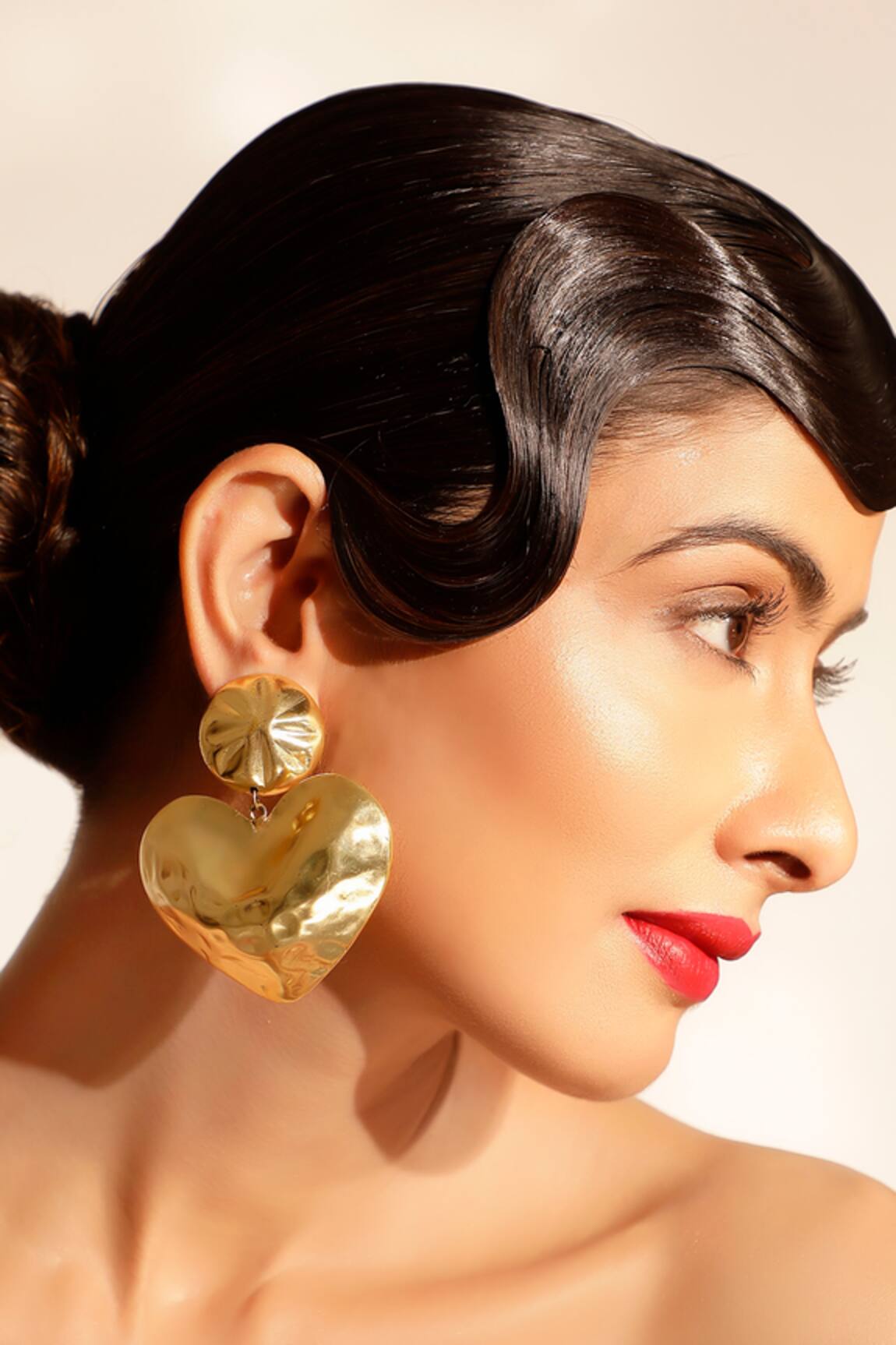 Bijoux By Priya Chandna Hammered Heart Dangler Earrings