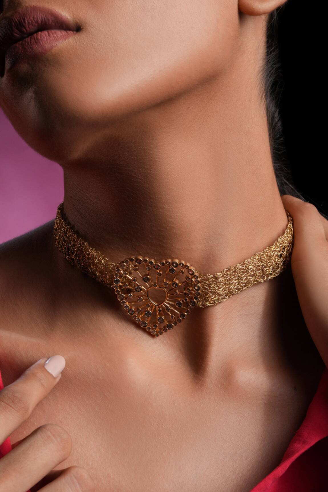 Bijoux By Priya Chandna Crystal Heart Choker Necklace