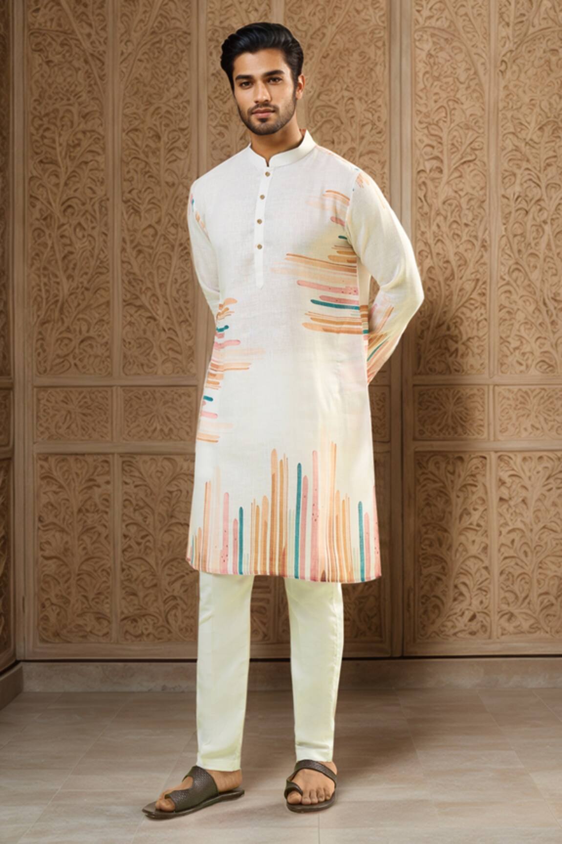 Arihant Rai Sinha Abstract Stripe Print Kurta & Pant Set 
