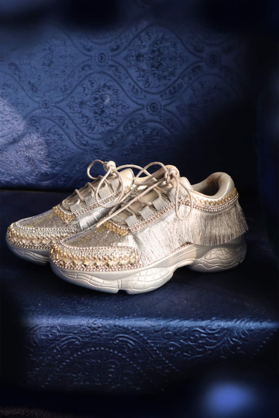Chal Jooti Magnetic Metallic Stone Embellished Wedding Sneakers