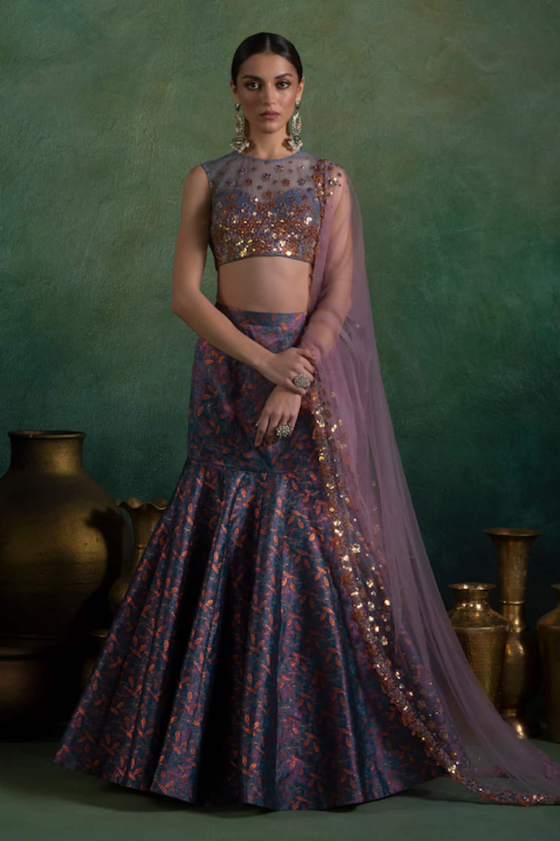 Lashkaraa Gardenia Woven Brocade Lehenga Set 