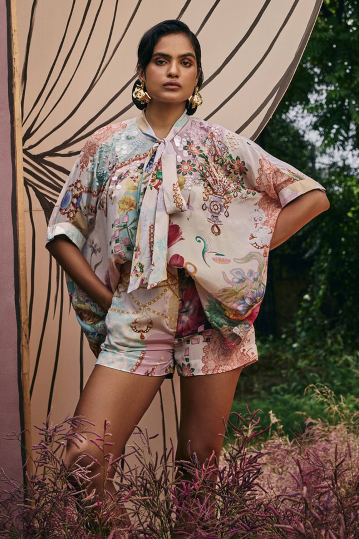 Pankaj & Nidhi Multicolored Tie-Up Embellished Top