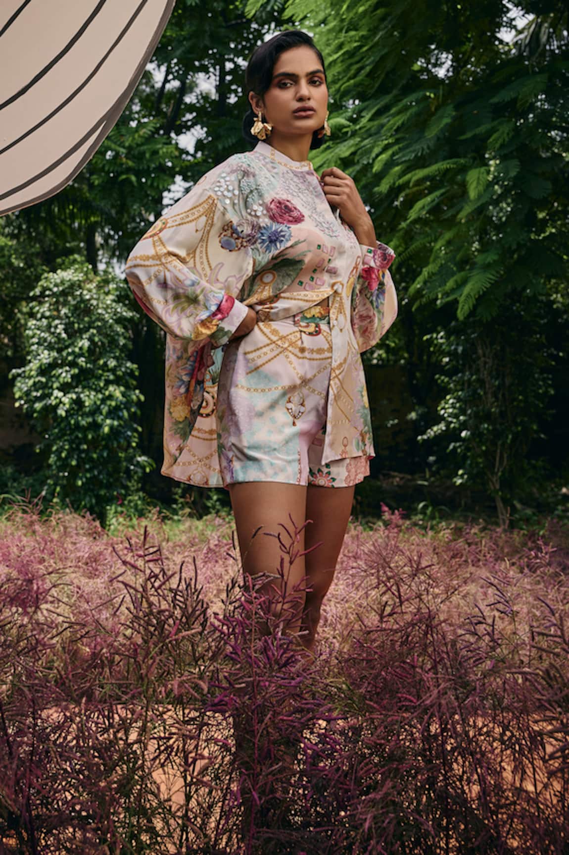 Pankaj & Nidhi Floral Printed High Waist Shorts