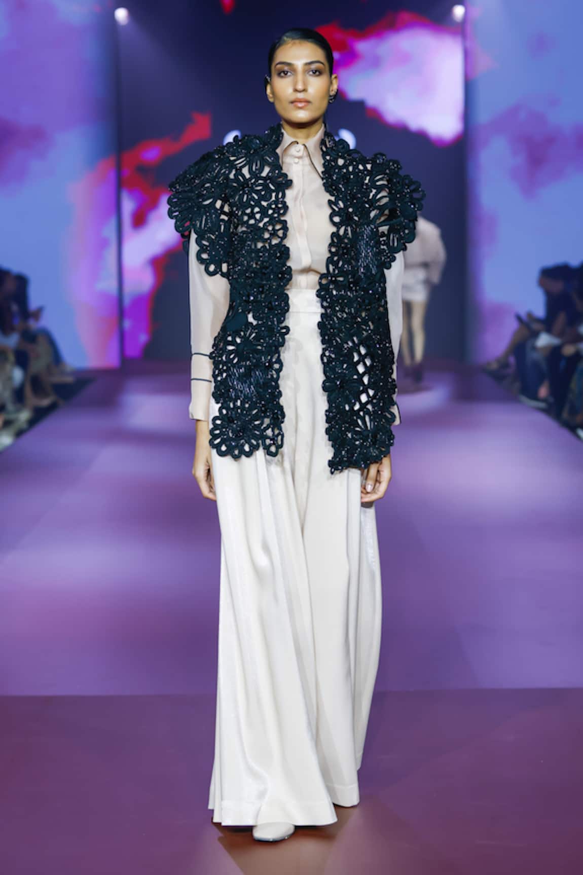 Pankaj & Nidhi Ivory Silk Organza Full Sleeve Shirt