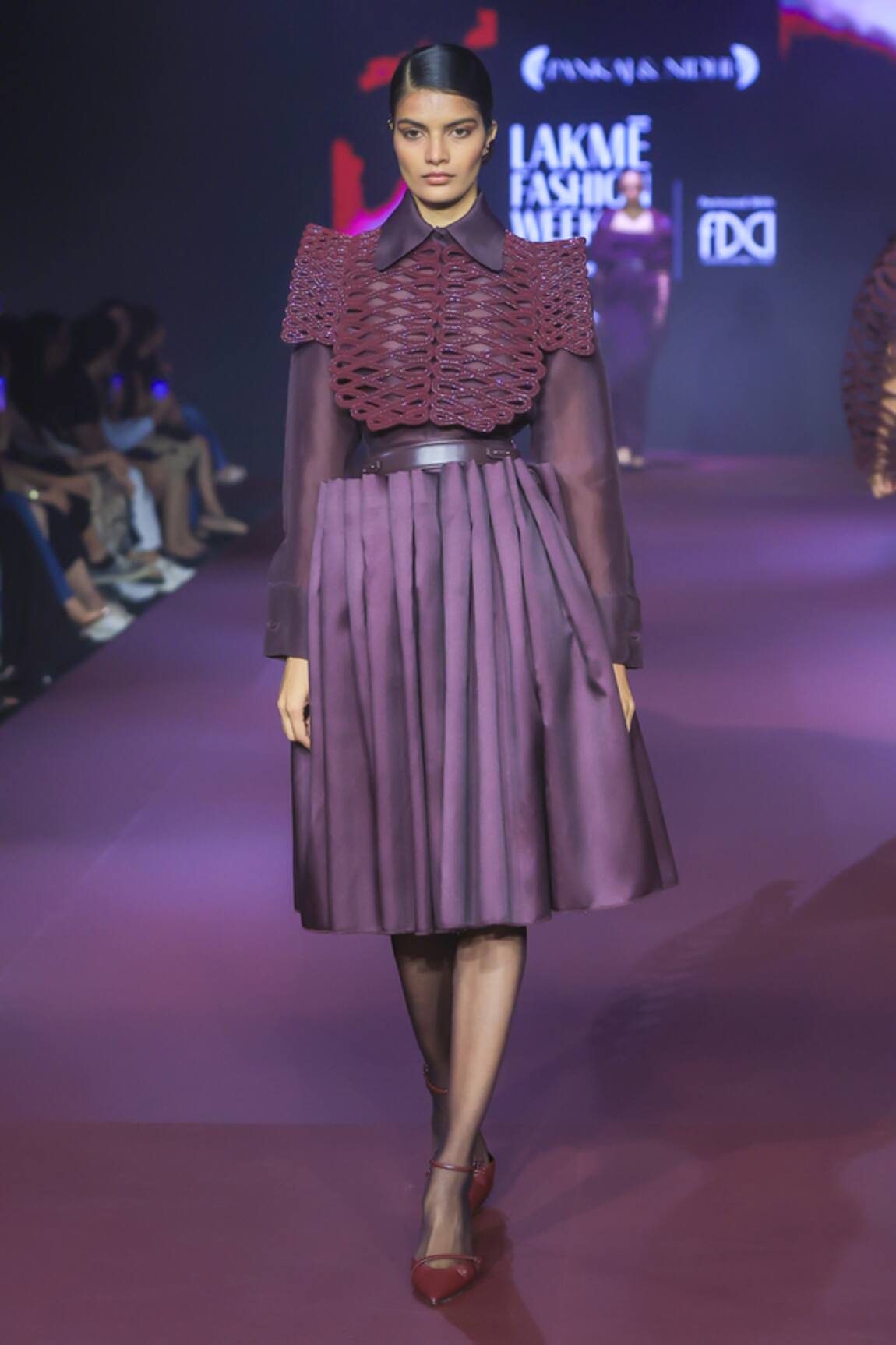 Pankaj & Nidhi Deep Bordeaux Silk Organza Shirt 