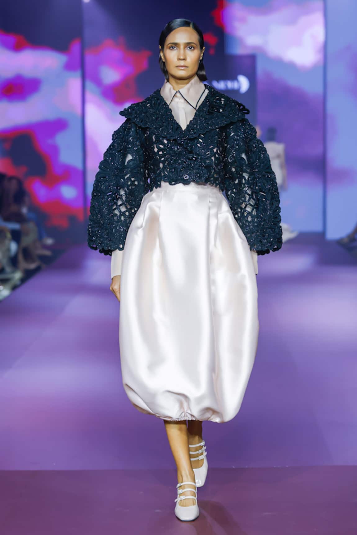 Pankaj & Nidhi Ivory Silk Organza Semi Sheer Shirt