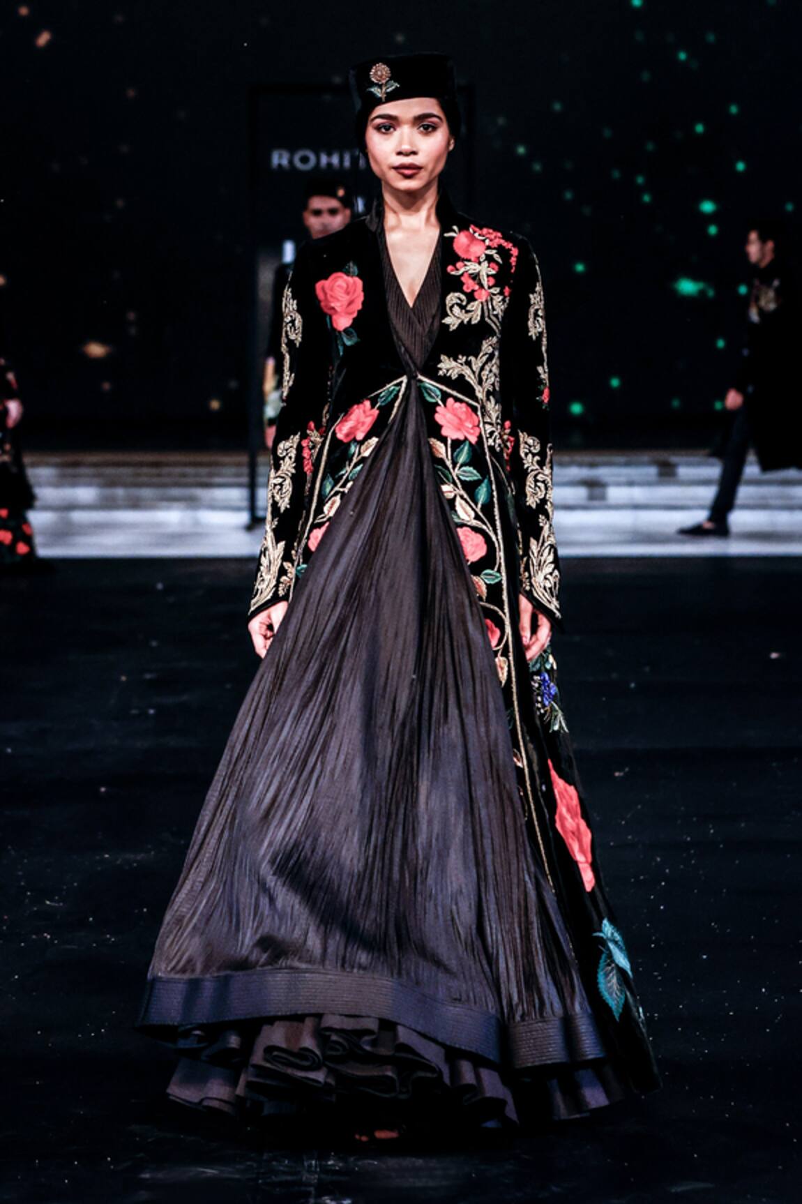 Rohit Bal Embroidered Velvet Longline Jacket 
