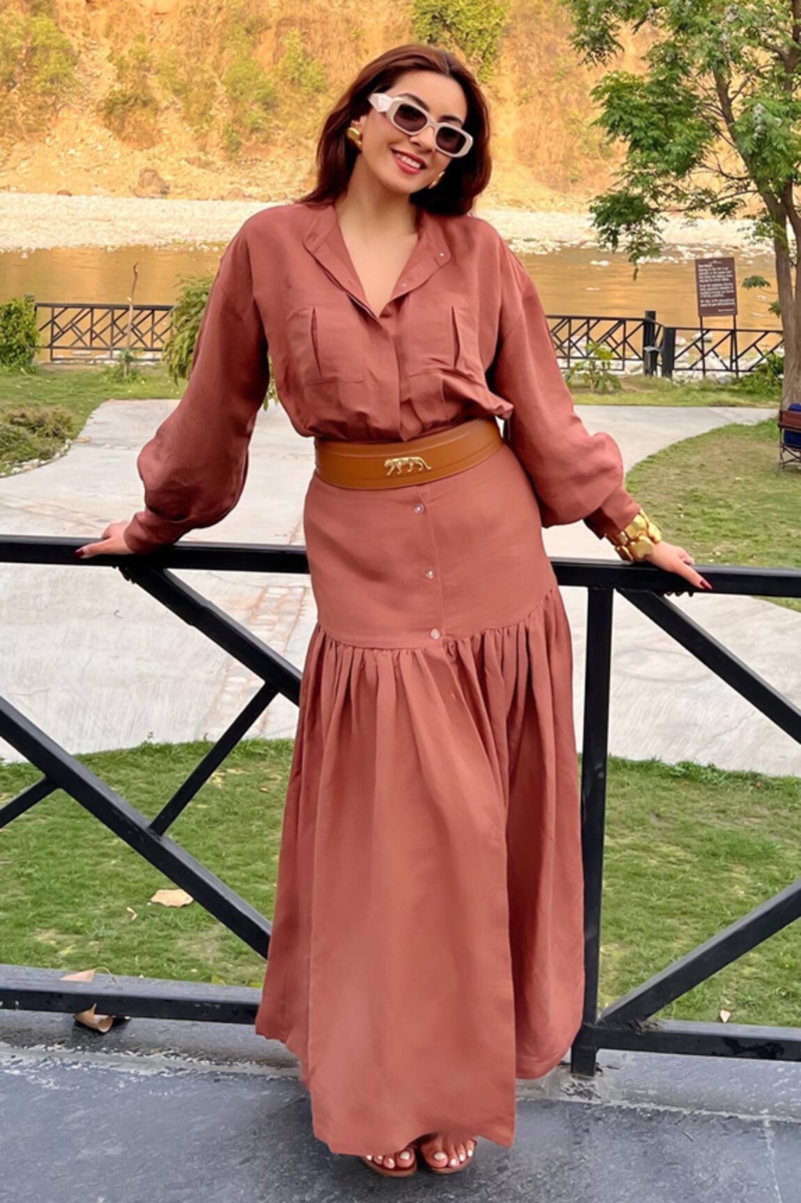 Kay Kay Tan Solid Linen Maxi Dress