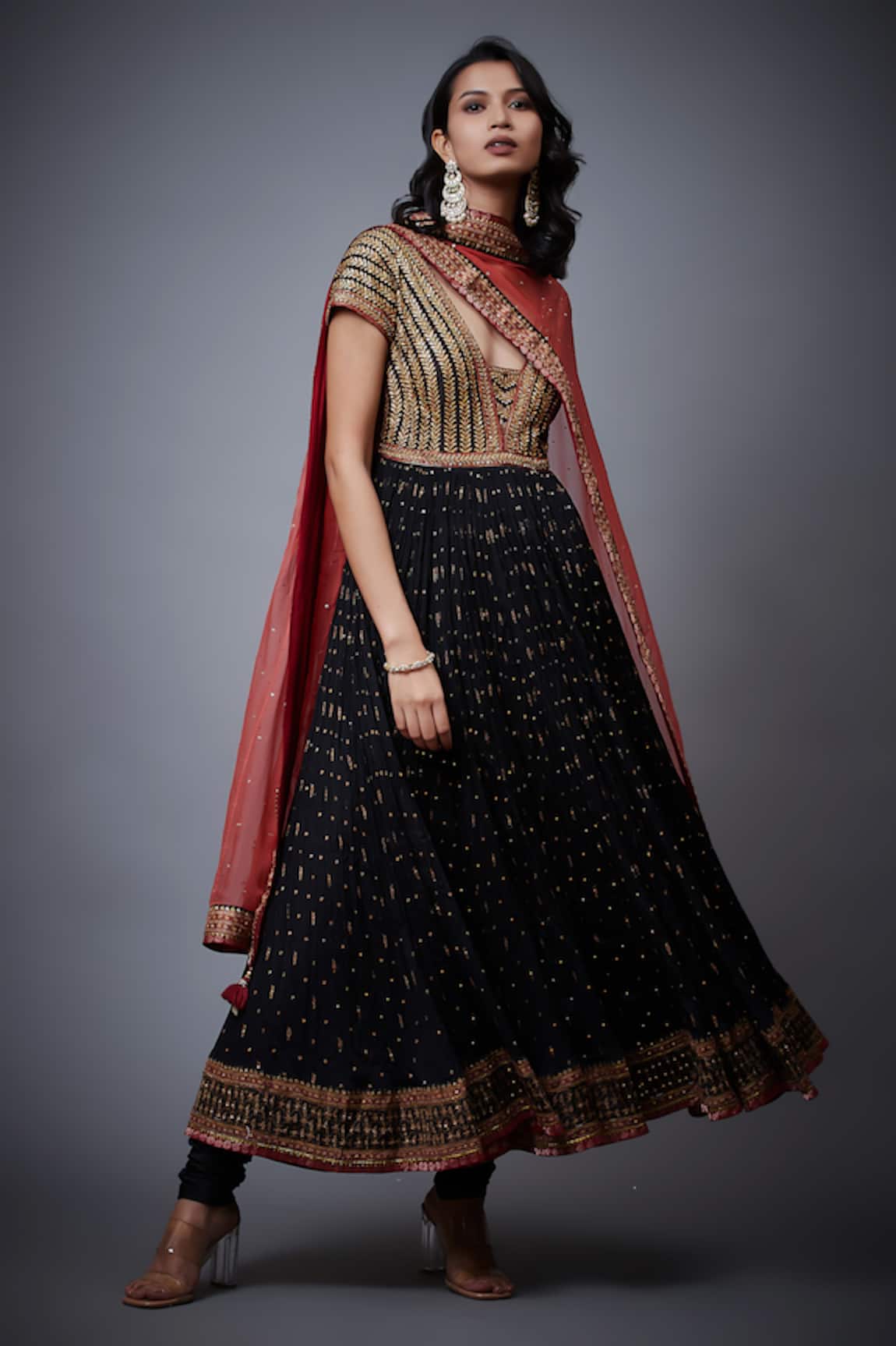 RI.Ritu Kumar Floral Aari Embroidered Anarkali Set 