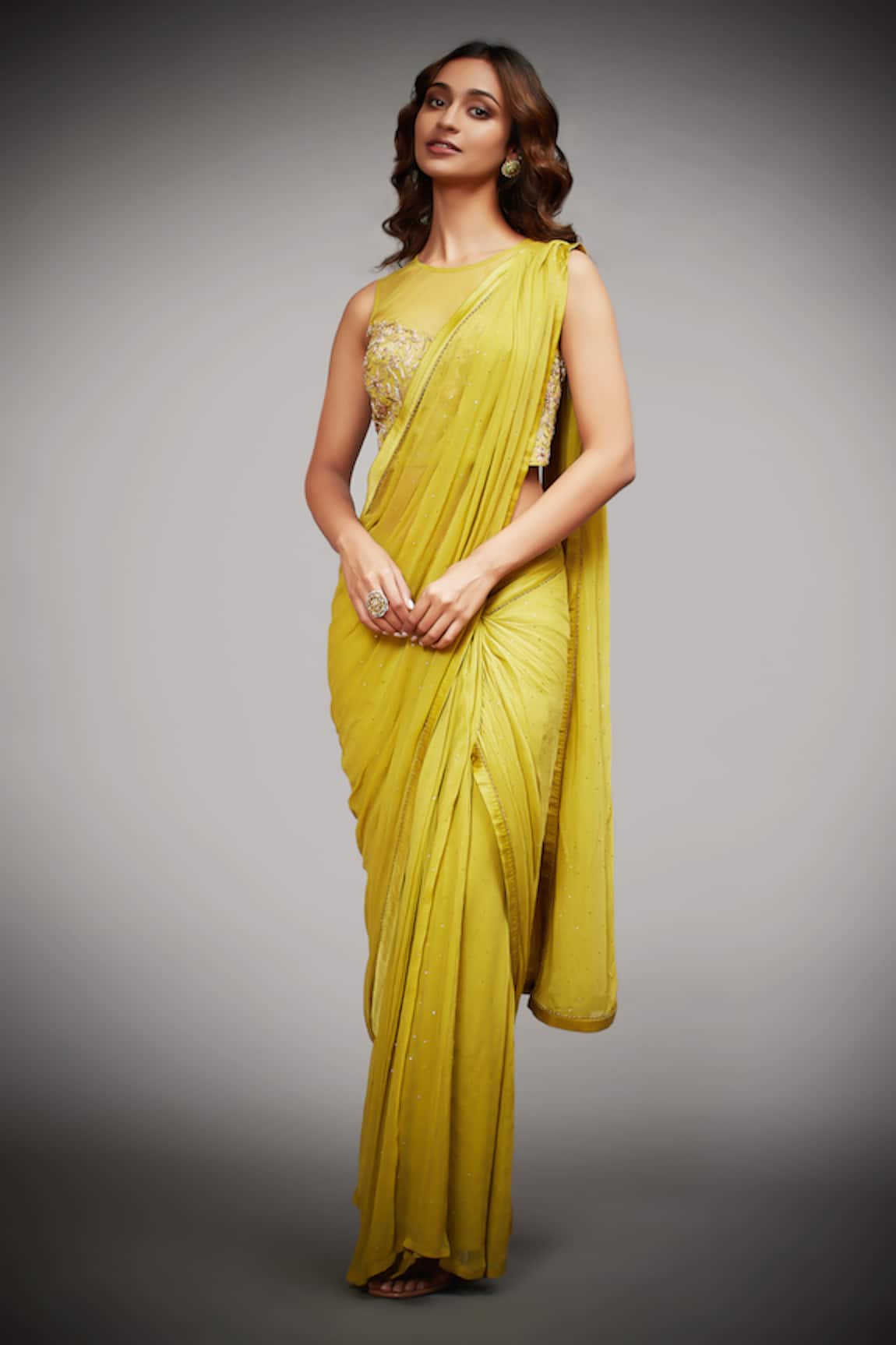 RI.Ritu Kumar Dilara Pre-Draped Saree Set 