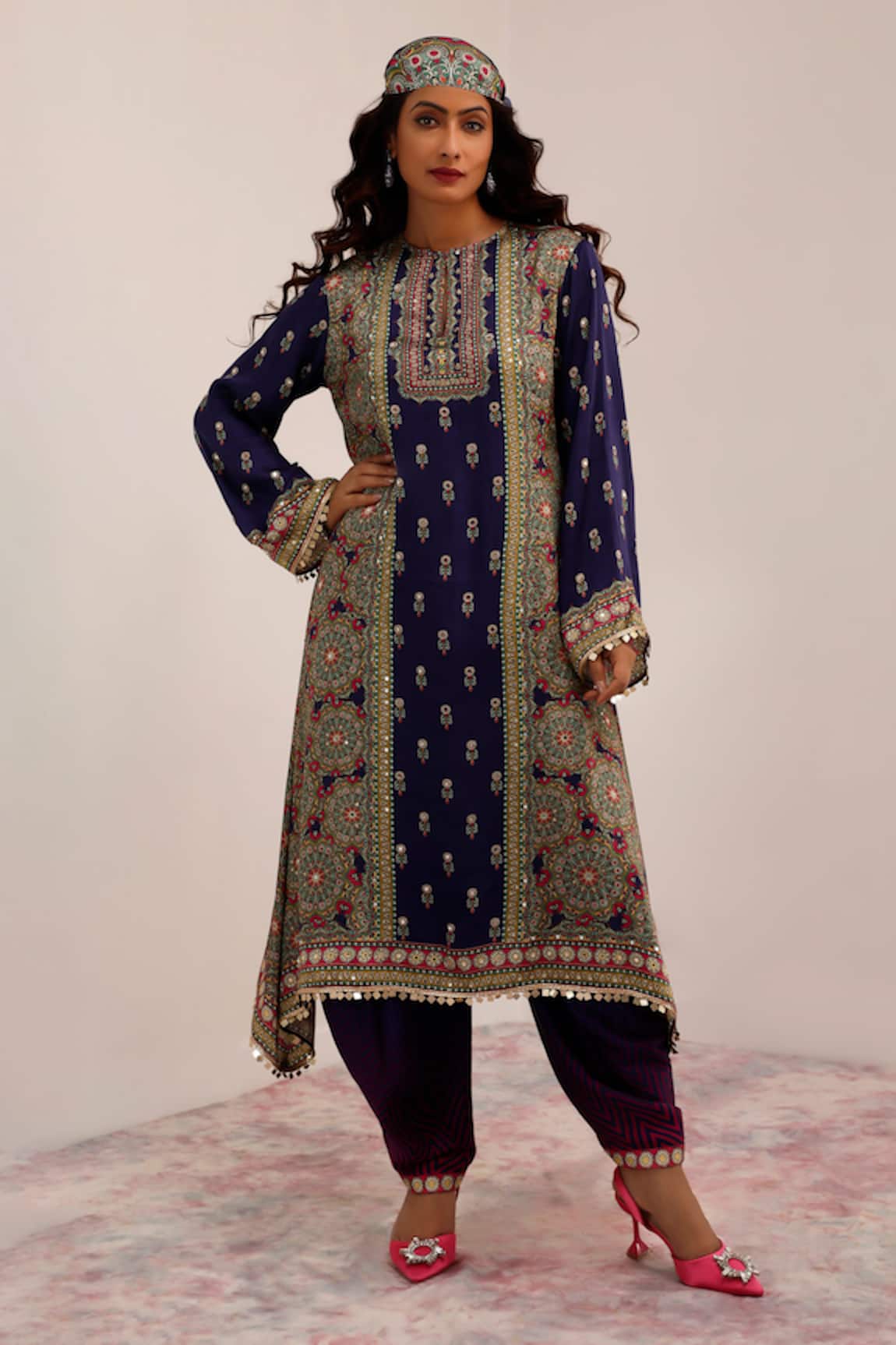 Surkh Syahi Mandala Art Print Kurta Set 
