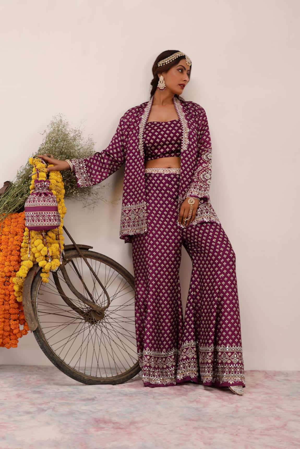 Surkh Syahi Gulshan Print Blazer & Sharara Set 