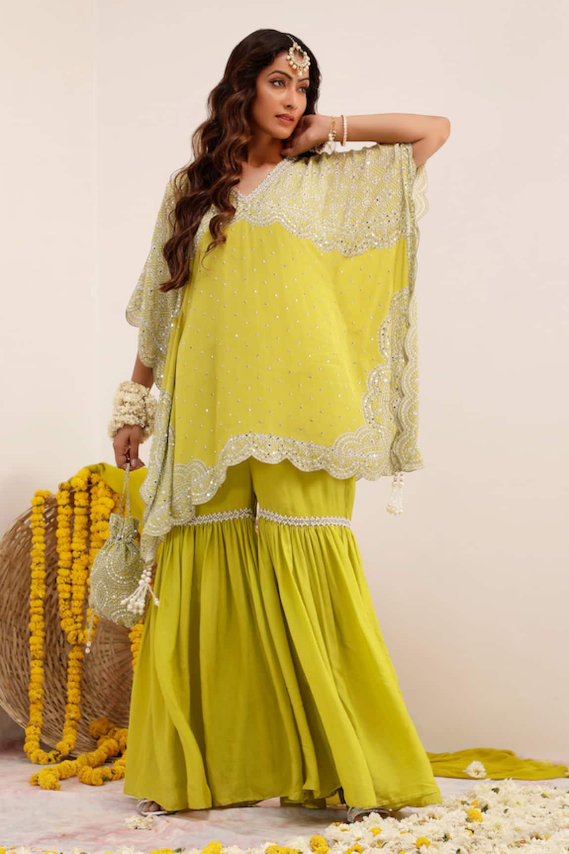 Surkh Syahi Pearl Print Gharara & Kurta Set 
