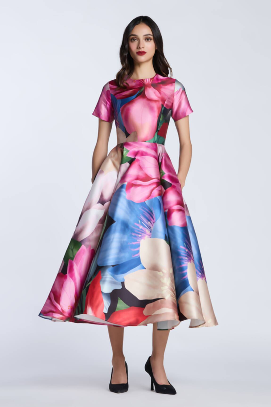 Gauri & Nainika Multicolor Floral Print Midi Dress 