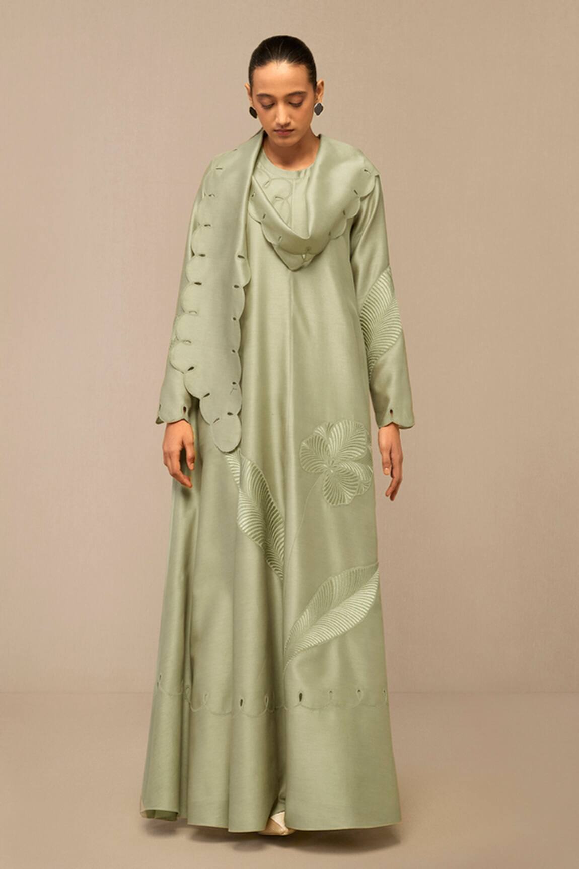 Ampm Floral Embroidered Chanderi Maxi Dress