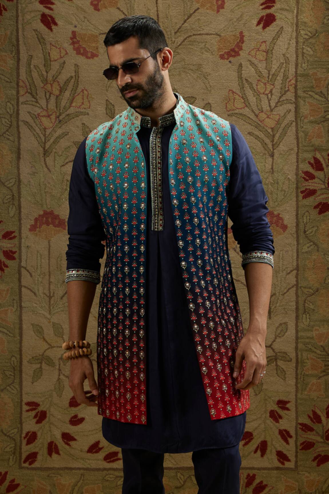 Sva By Sonam & Paras Modi Ombre Blossom Butti Print Bundi 