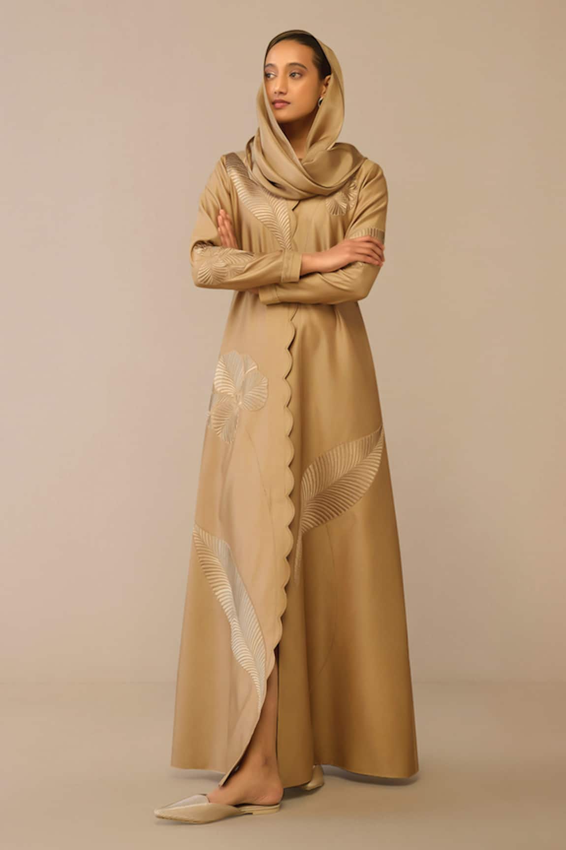 Ampm Beige Silk Scarf 
