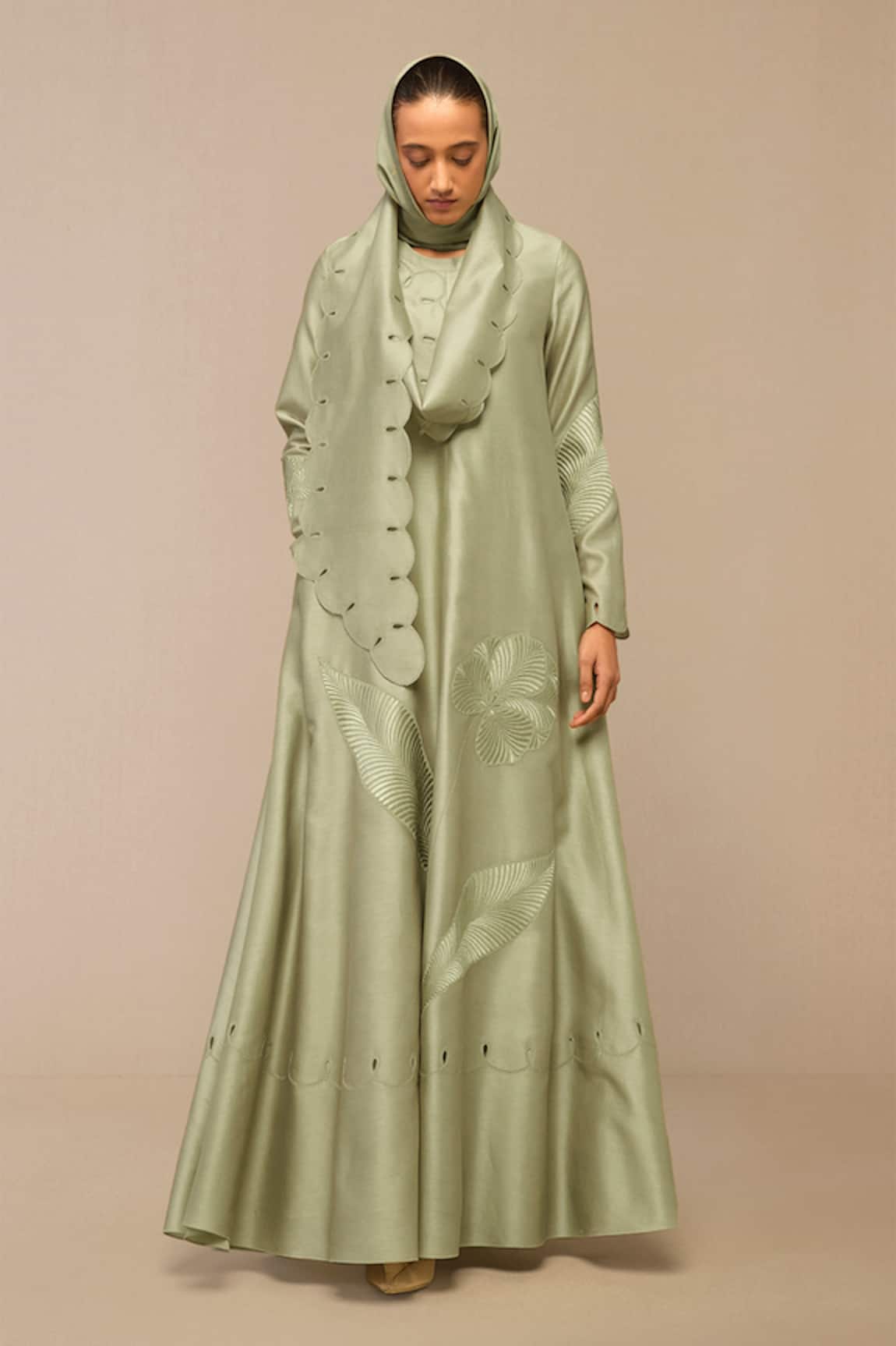 Ampm Pista Green Silk Scarf