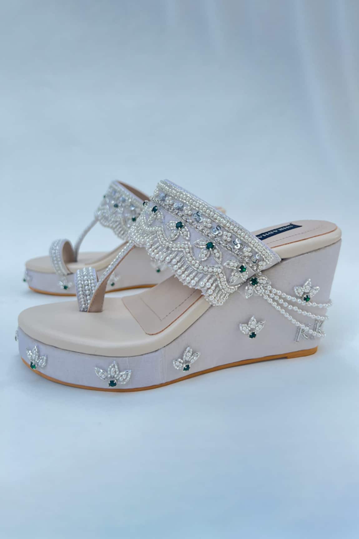 Shradha Hedau Footwear Couture Gold Cutdana Embroidered Kolhapuri Wedges 