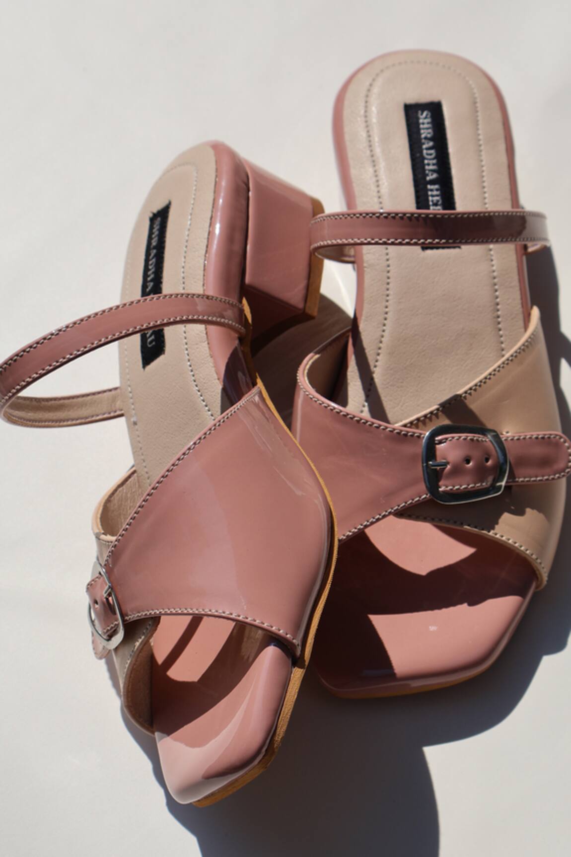 Shradha Hedau Footwear Couture Pink & Peach Color Block Block Heels 