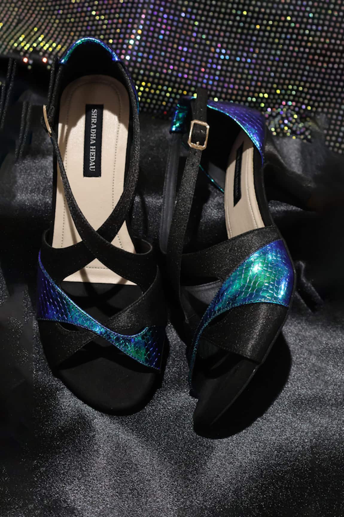Shradha Hedau Footwear Couture Multicolor Textured Mermaid Print Heels 
