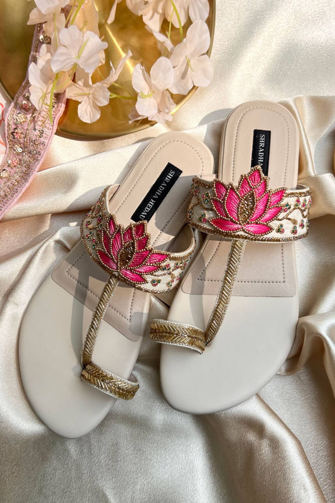 Shradha Hedau Footwear Couture Floral Motif Sequin Kolhapuri Flats 