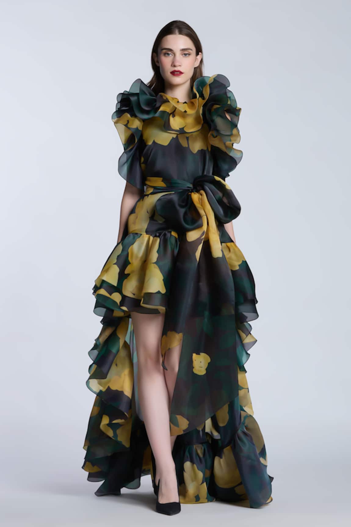 Gauri & Nainika Blossomy Print High Low Dress 