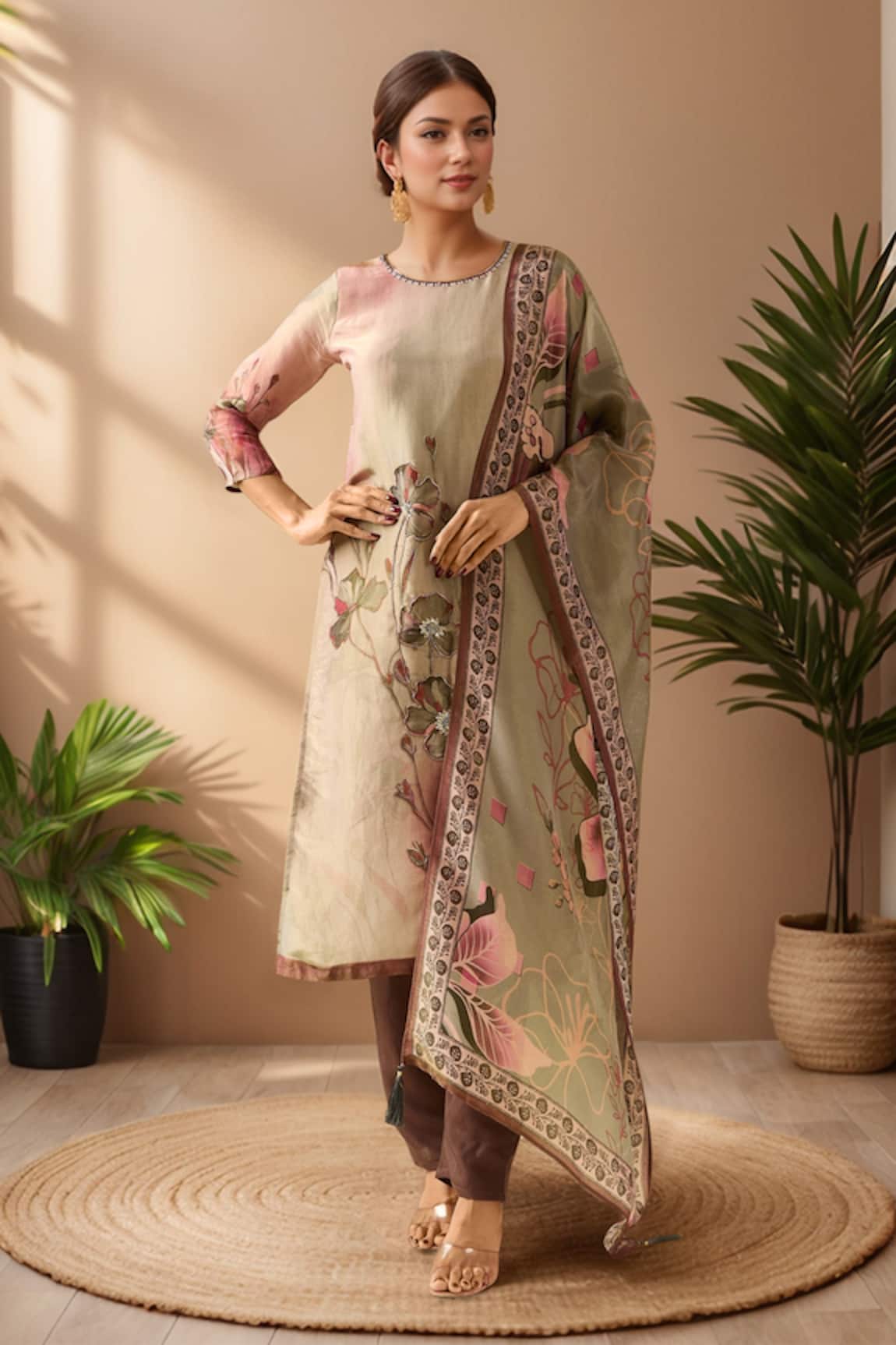 Samyukta Singhania Bloom Print Kurta Pant Set 