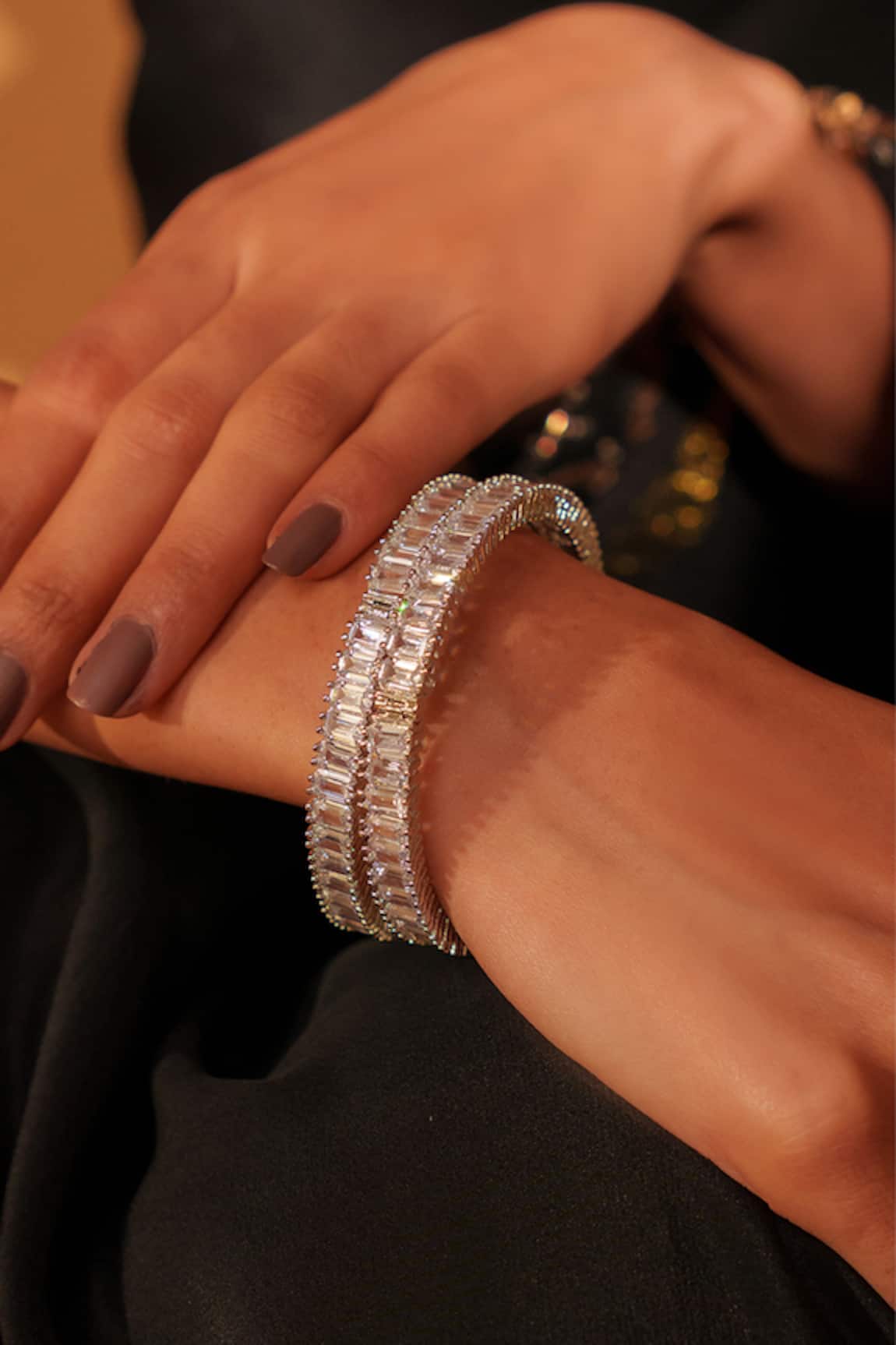 Zevar By Geeta Faux Diamond Embellished Bangles Set 