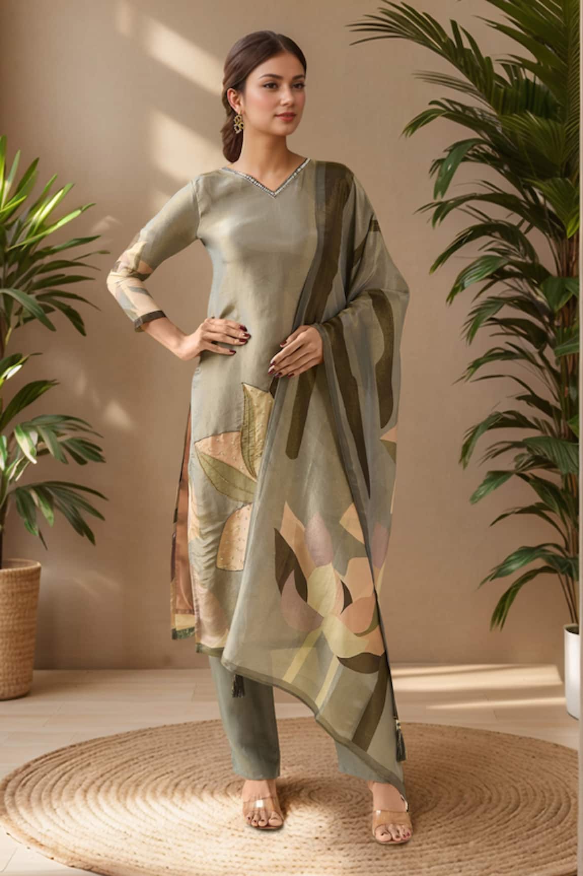 Samyukta Singhania Floral Placement Print Kurta Set 