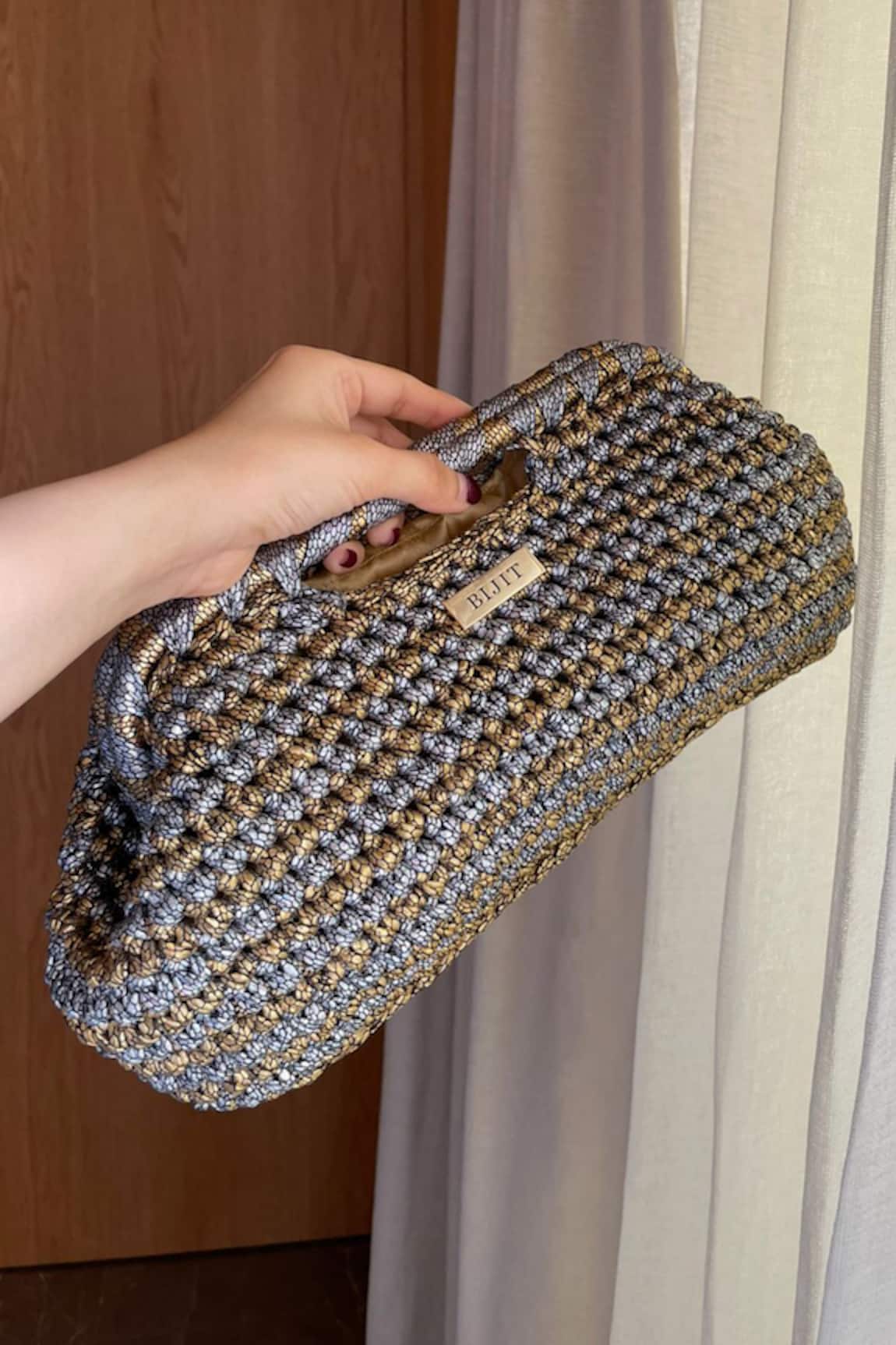 BIJIT Snake Skin Knotted Weave Clutch 