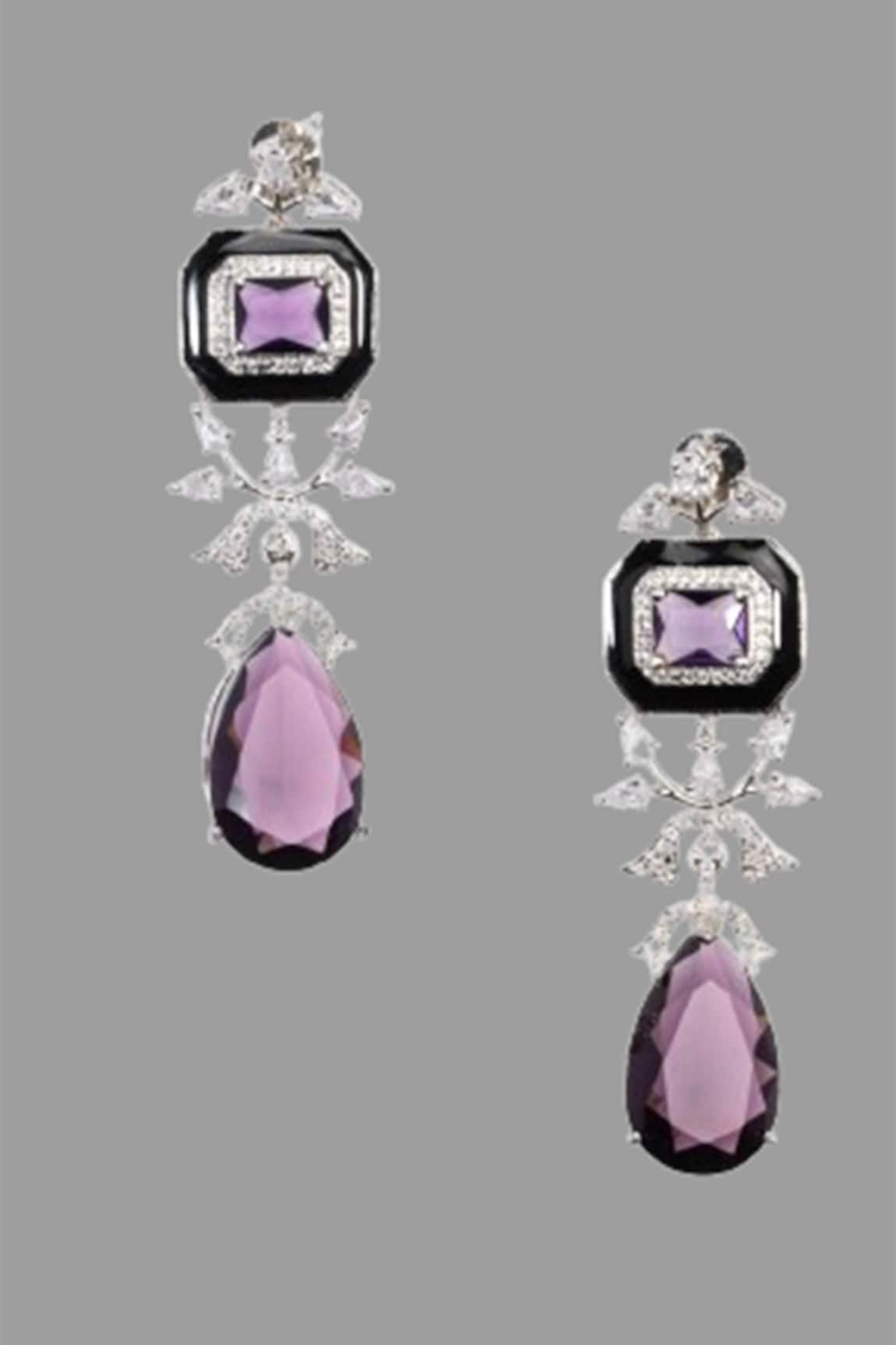 Nayaab By Sonia Amethyst Stone Cascade Drop Earrings 
