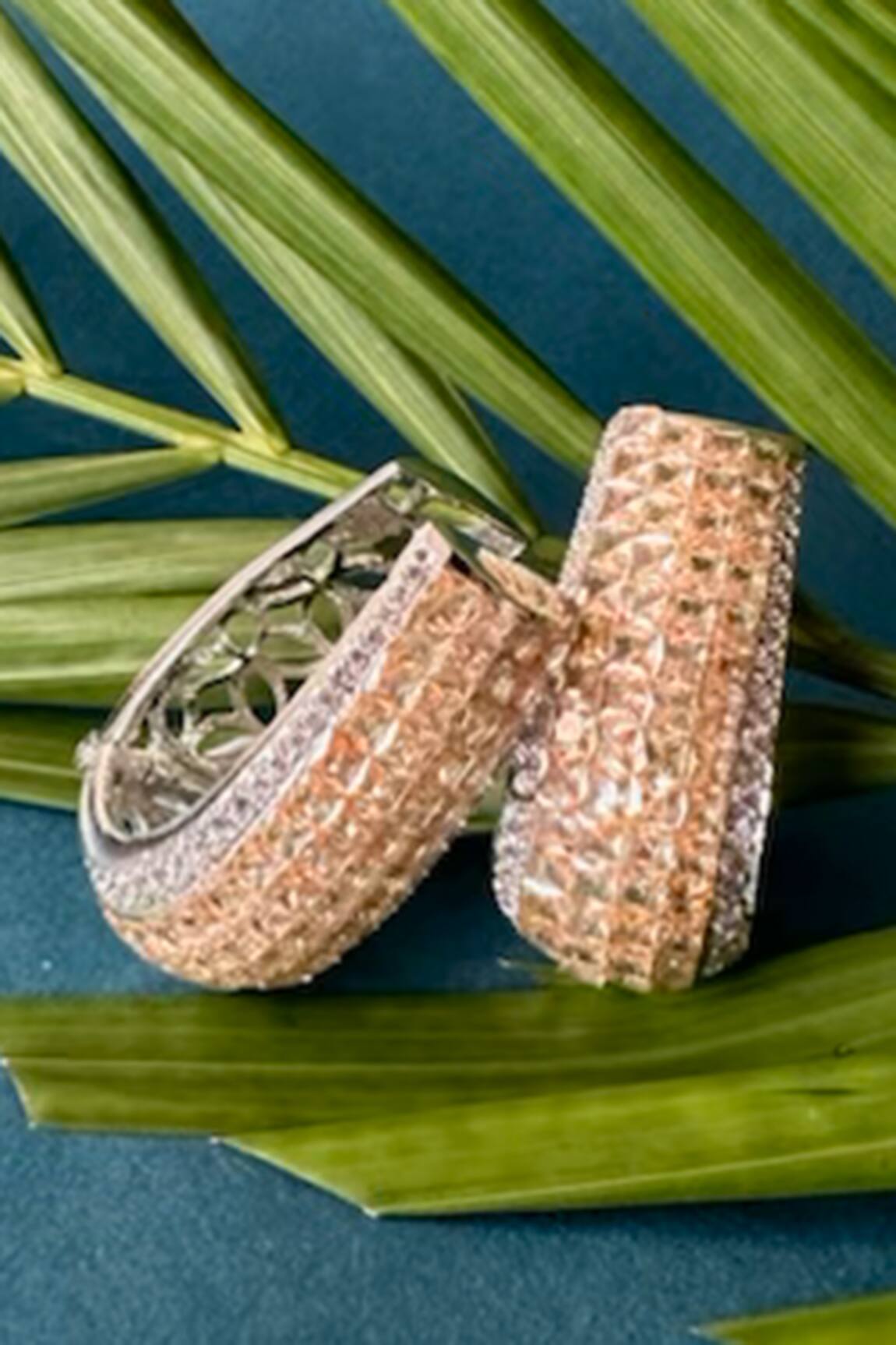 Nayaab By Sonia Stone Studded Gold Hoops 