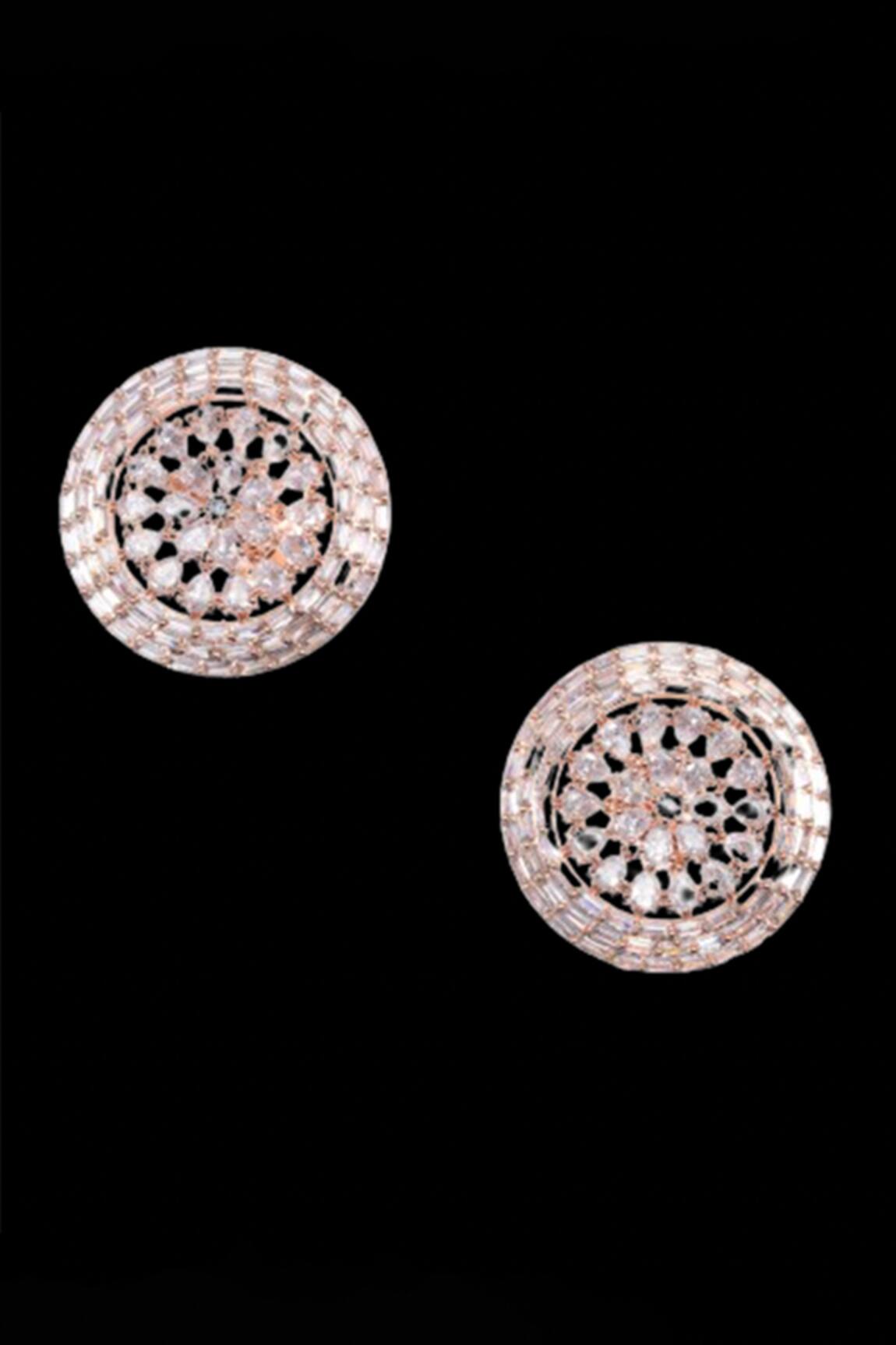 Nayaab By Sonia Rose Gold Diamond Studded Earrings