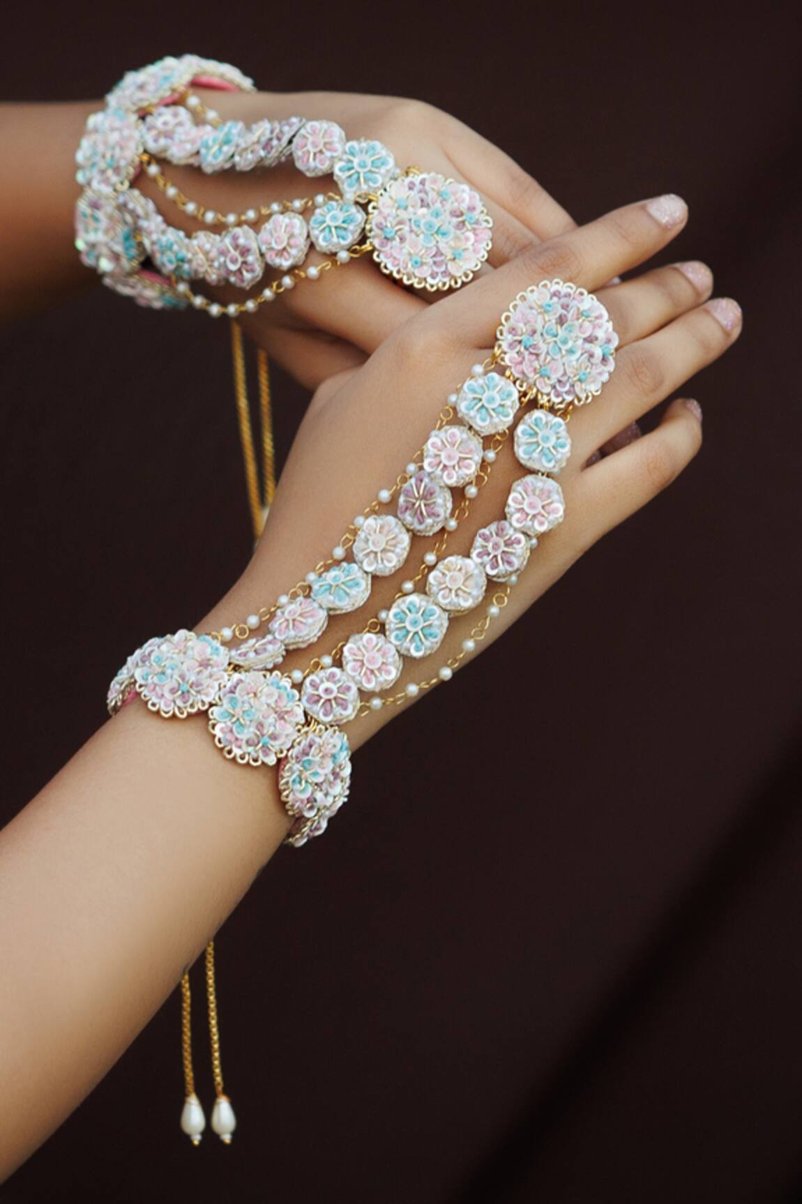 Kanyaadhan By Dhirajaayushi Multi Color Resham Dabka Haathphool Set