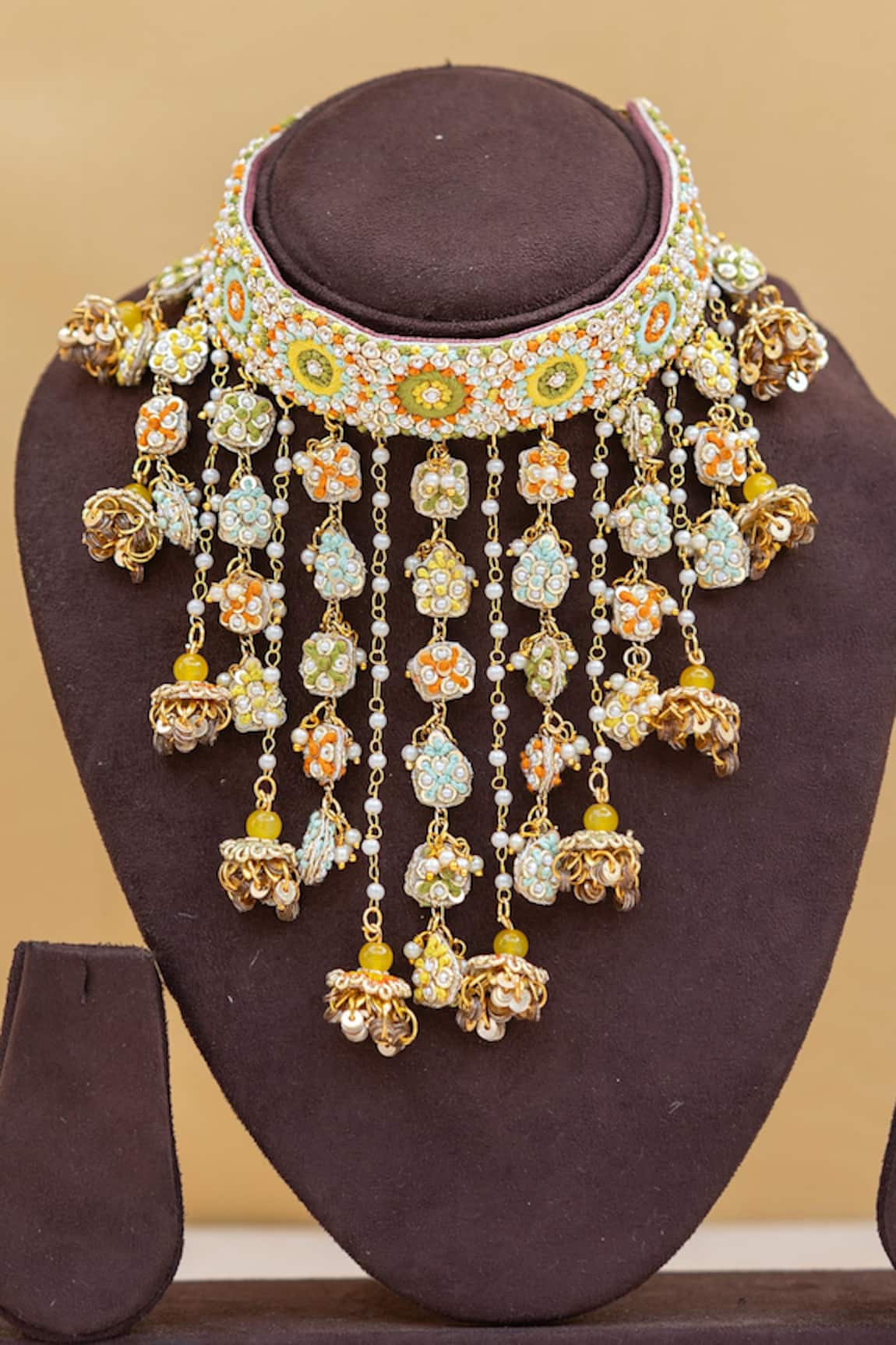Kanyaadhan By Dhirajaayushi Multi Color Blossom Choker Necklace 