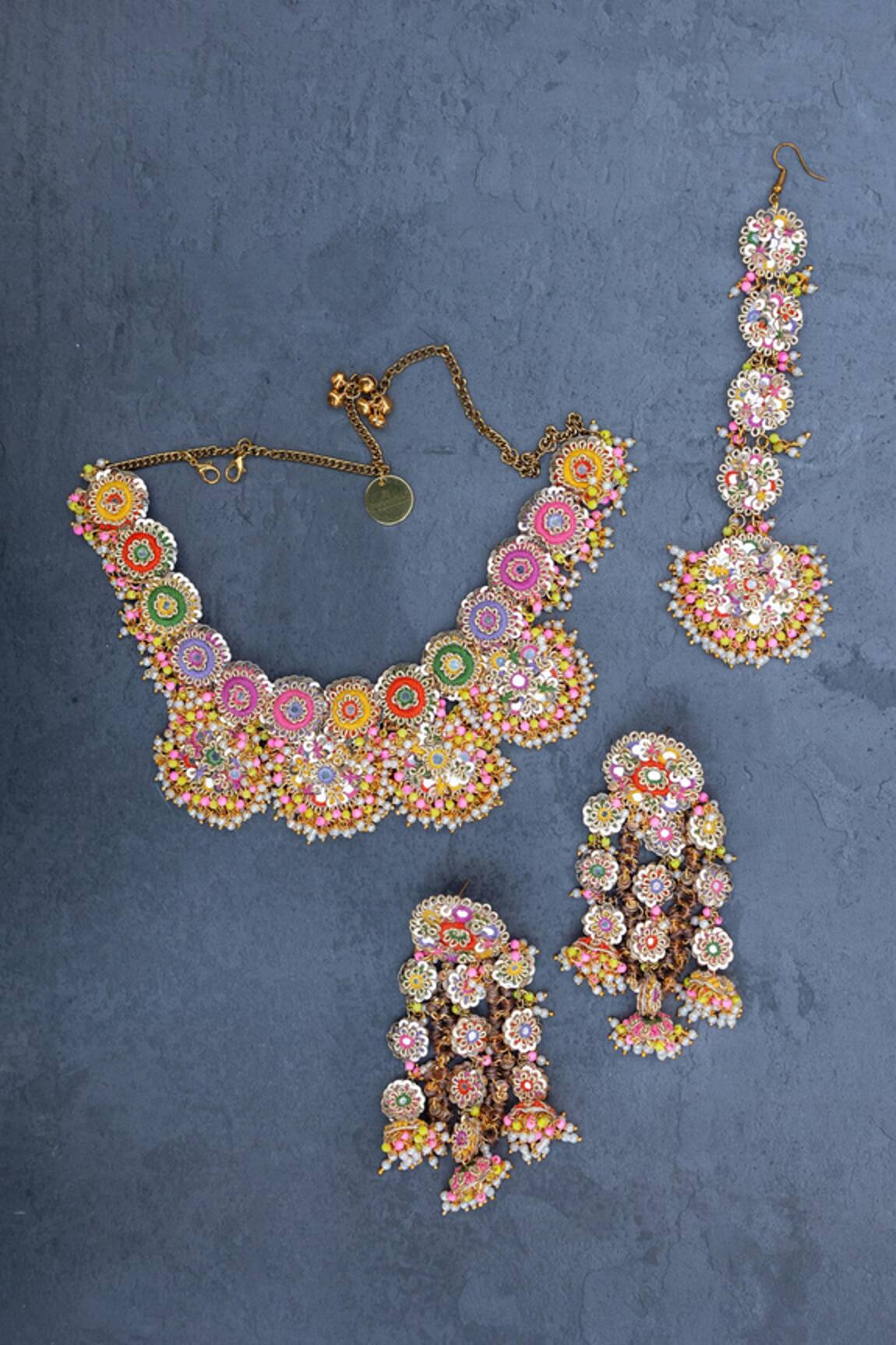 Kanyaadhan By Dhirajaayushi Floral Embroidered Choker Necklace Set