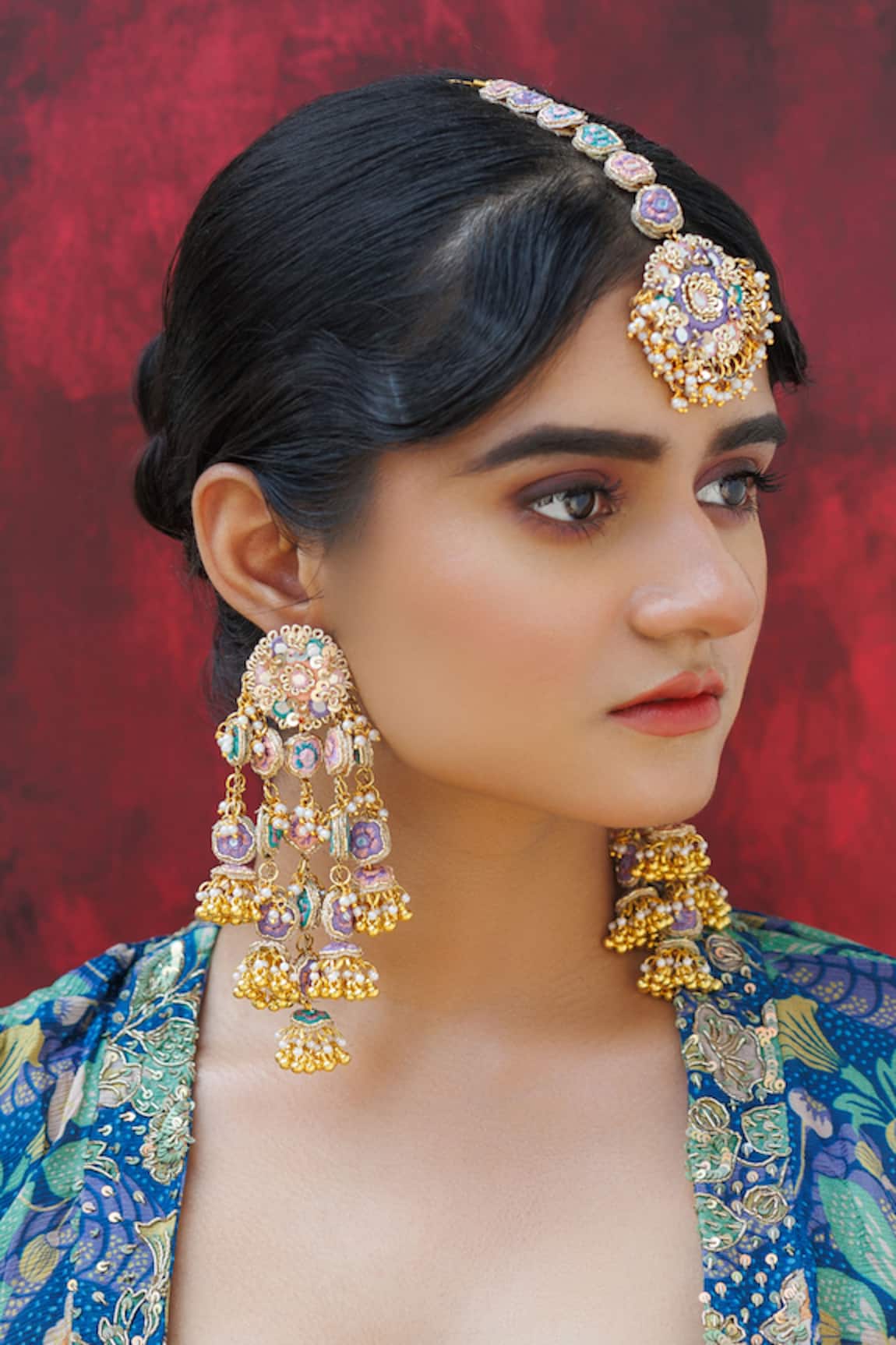 Kanyaadhan By Dhirajaayushi Multi Color Floral Embroidered Jewellery Set 