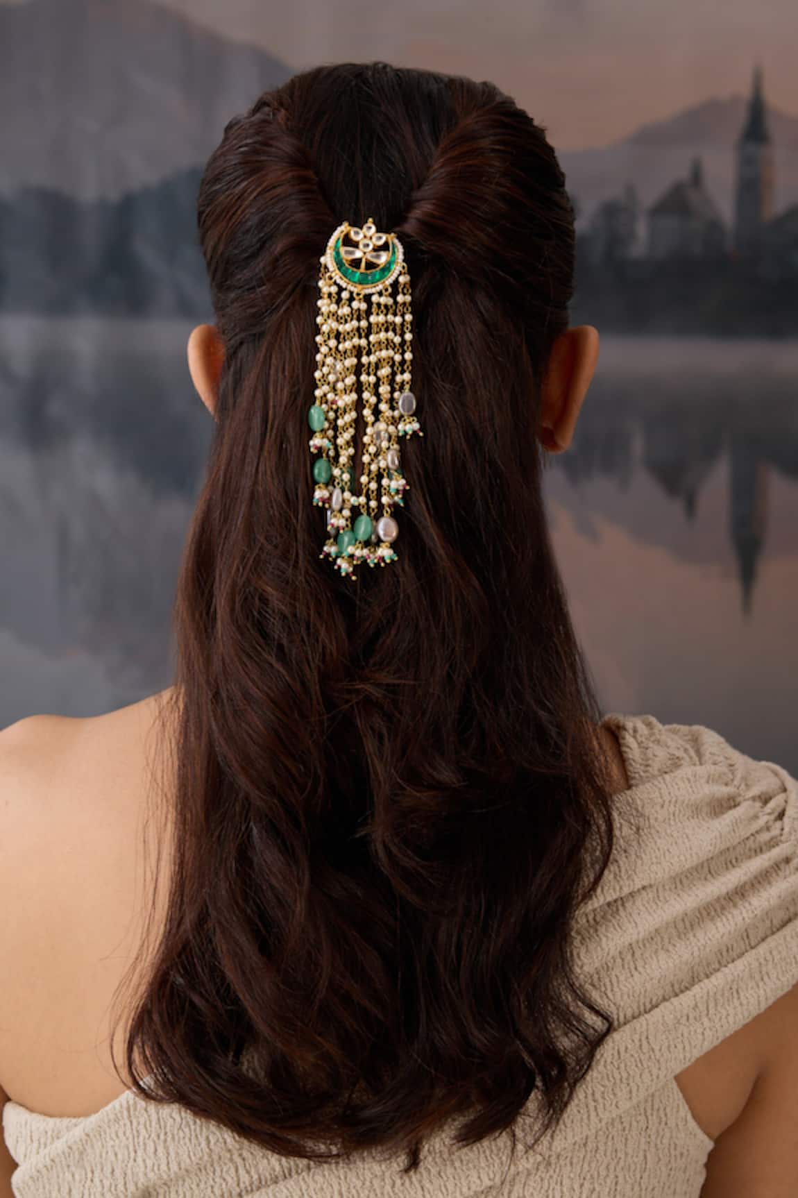Paisley Pop Natural Stone Embellished Braid Pin 