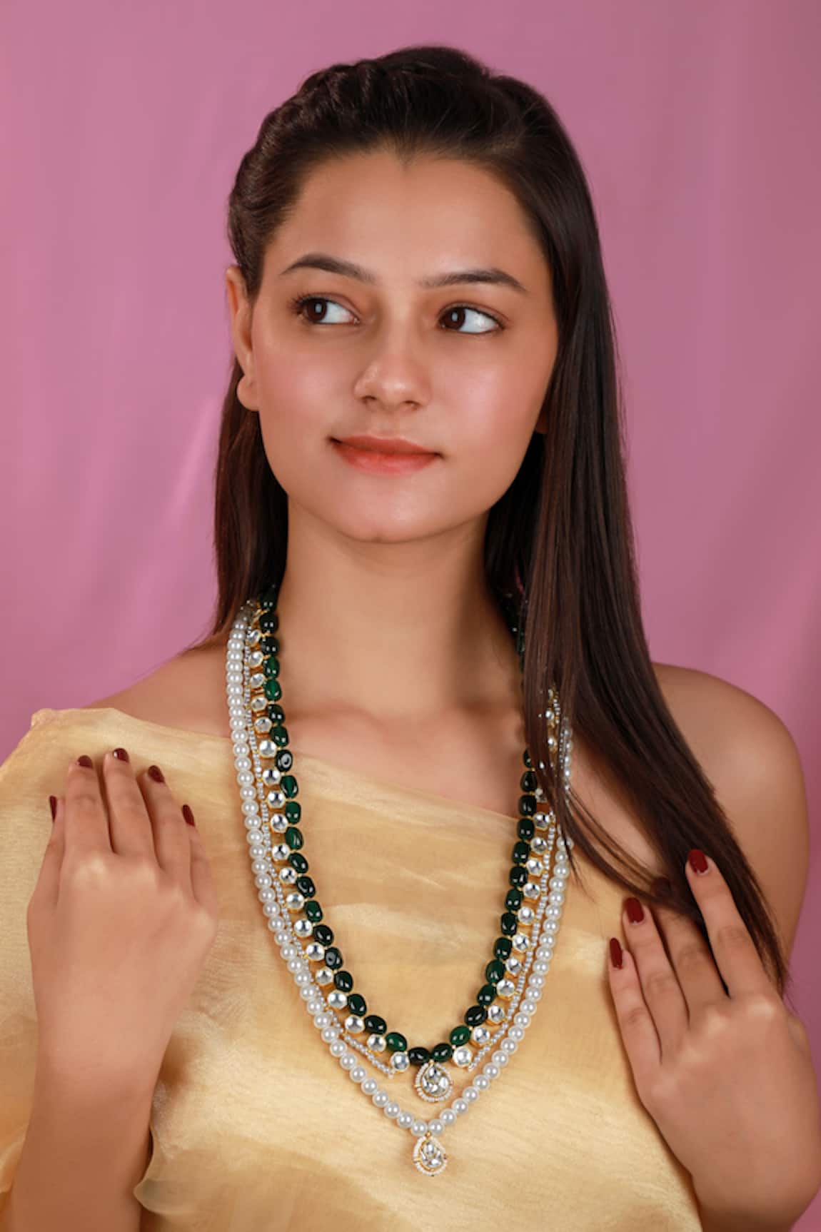 Riana Jewellery Geometric Pendant Layered Necklace 