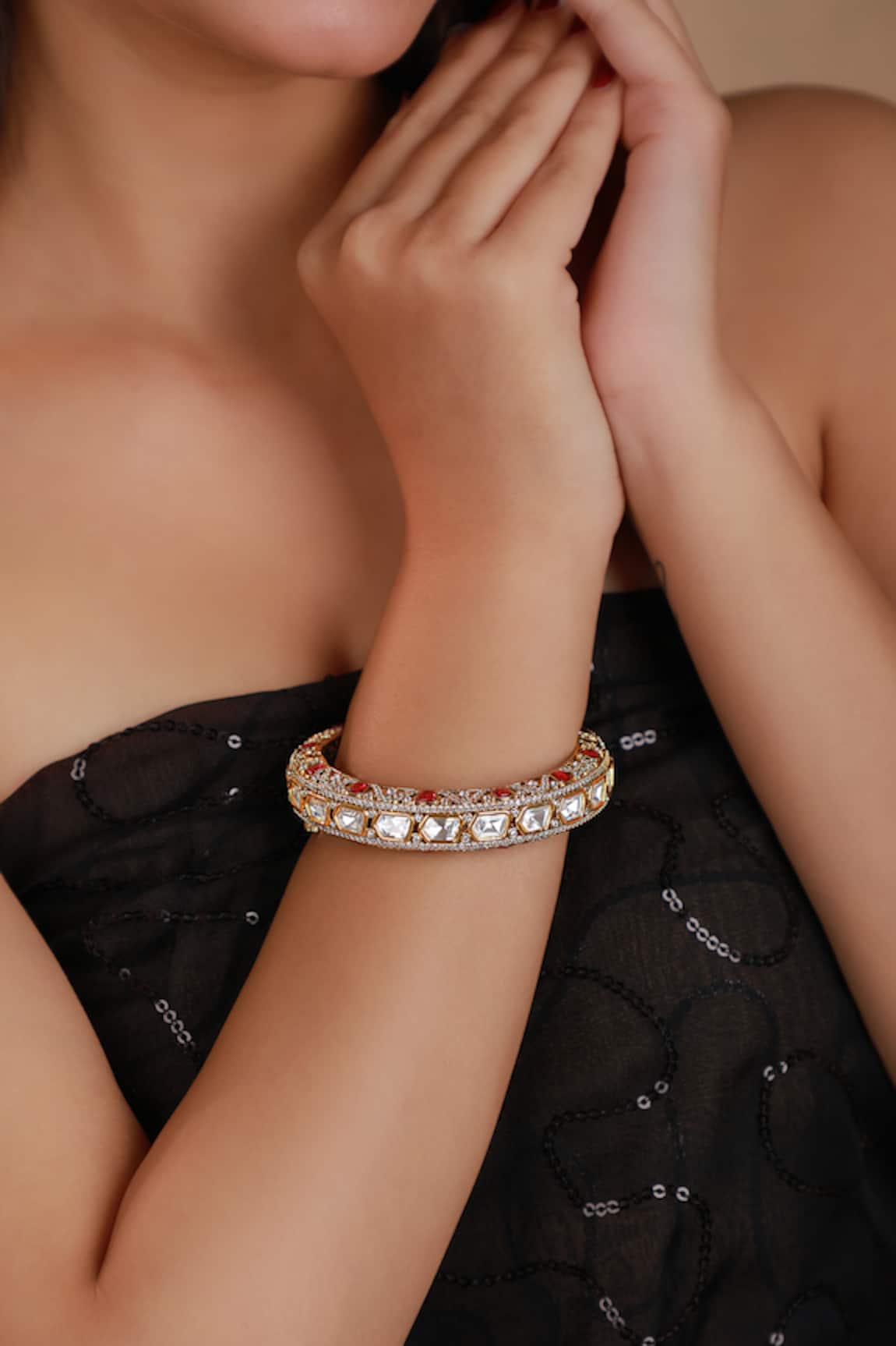 Riana Jewellery Moissanite Stone Embellished Bangle 