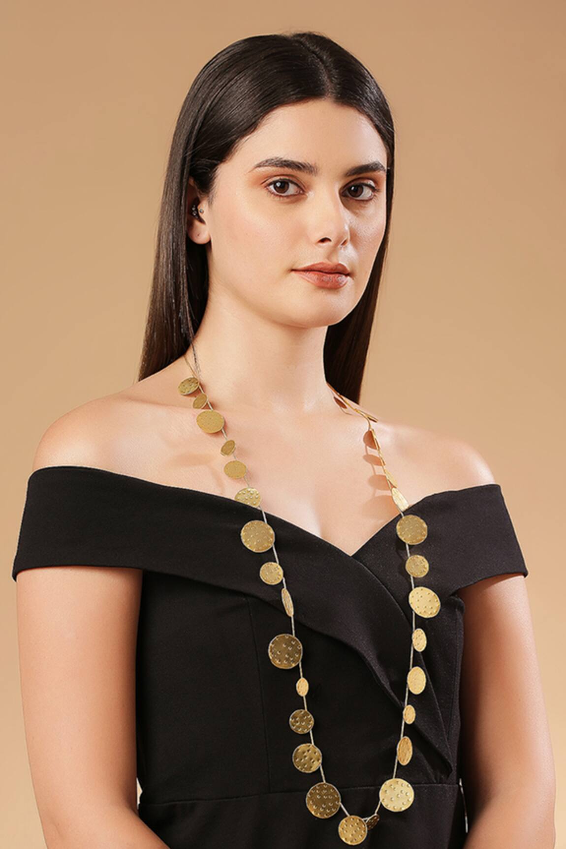 Tad Accessories Hammered Coin Long Necklace